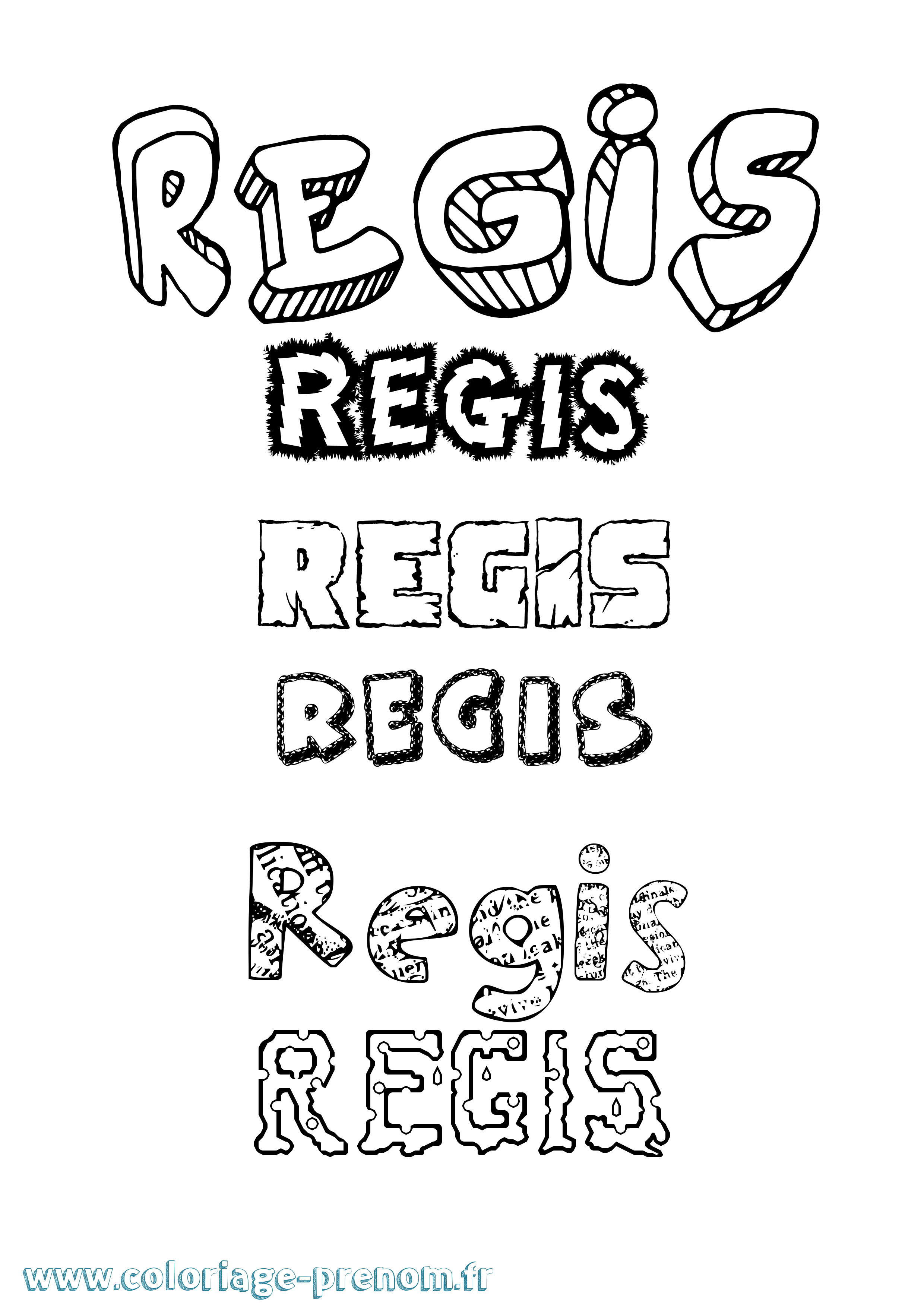 Coloriage Régis Destructuré Coloriage prénom Régis Destructuré