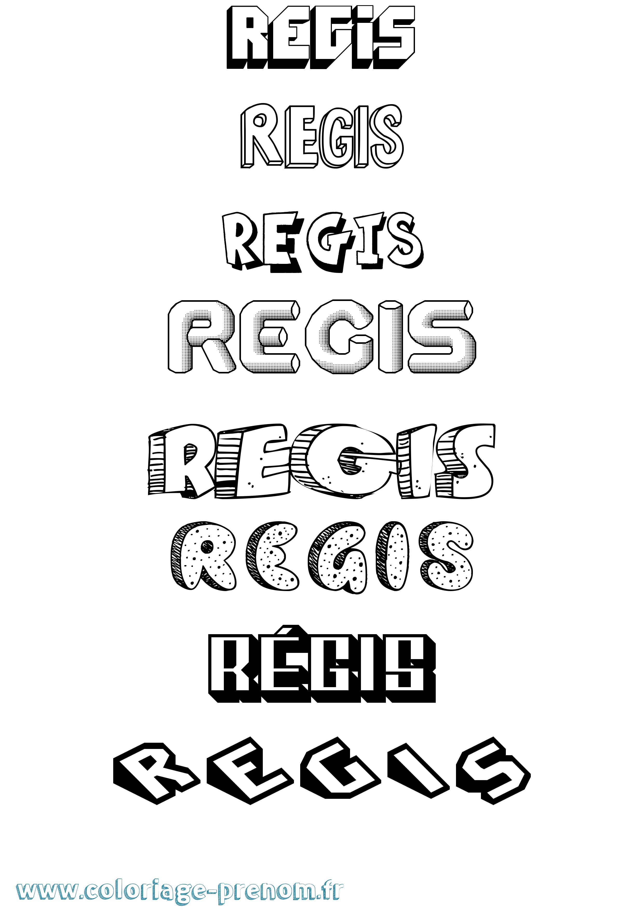 Coloriage Régis Effet 3D Coloriage prénom Régis Effet 3D