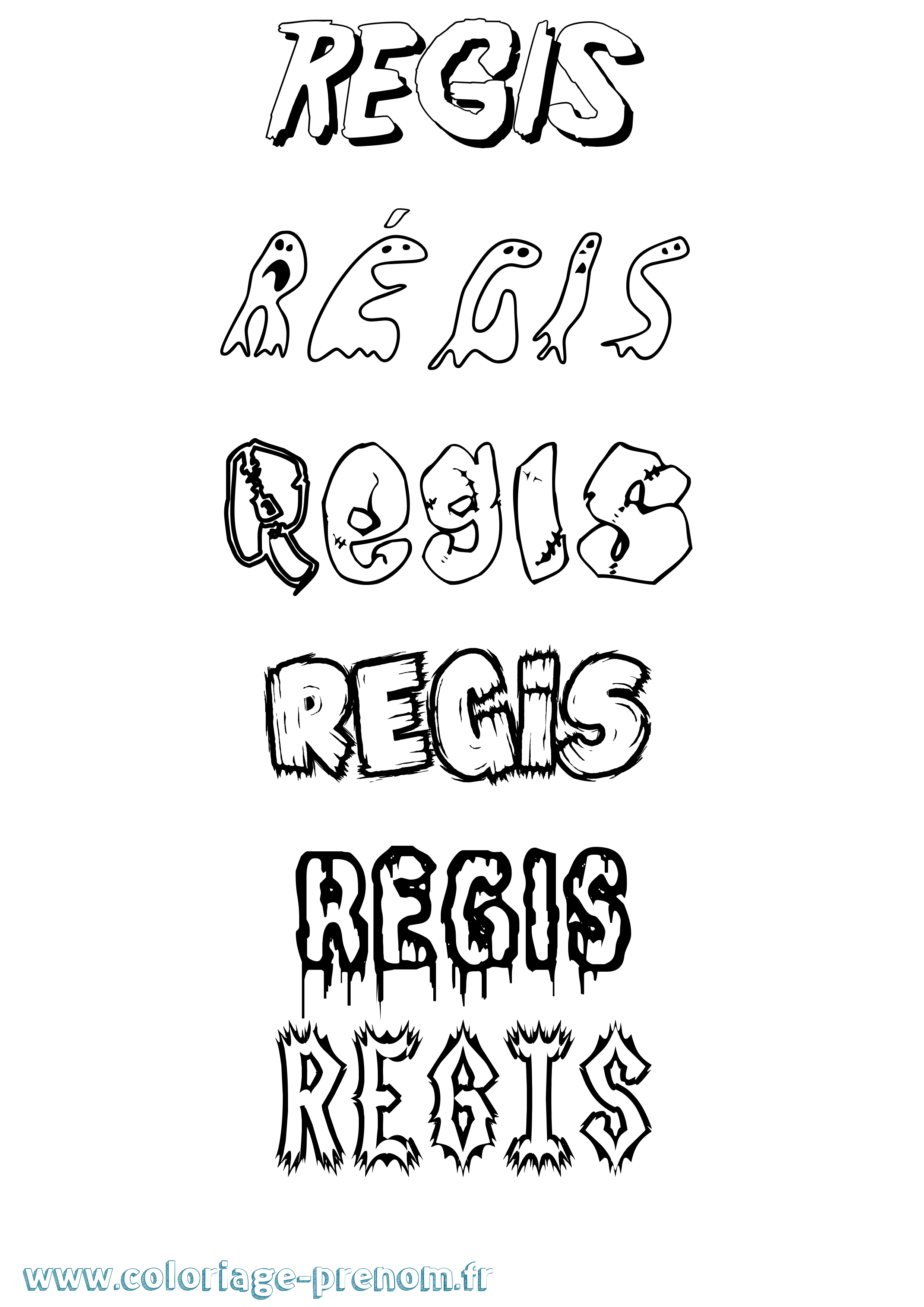 Coloriage Régis Frisson Coloriage prénom Régis Frisson