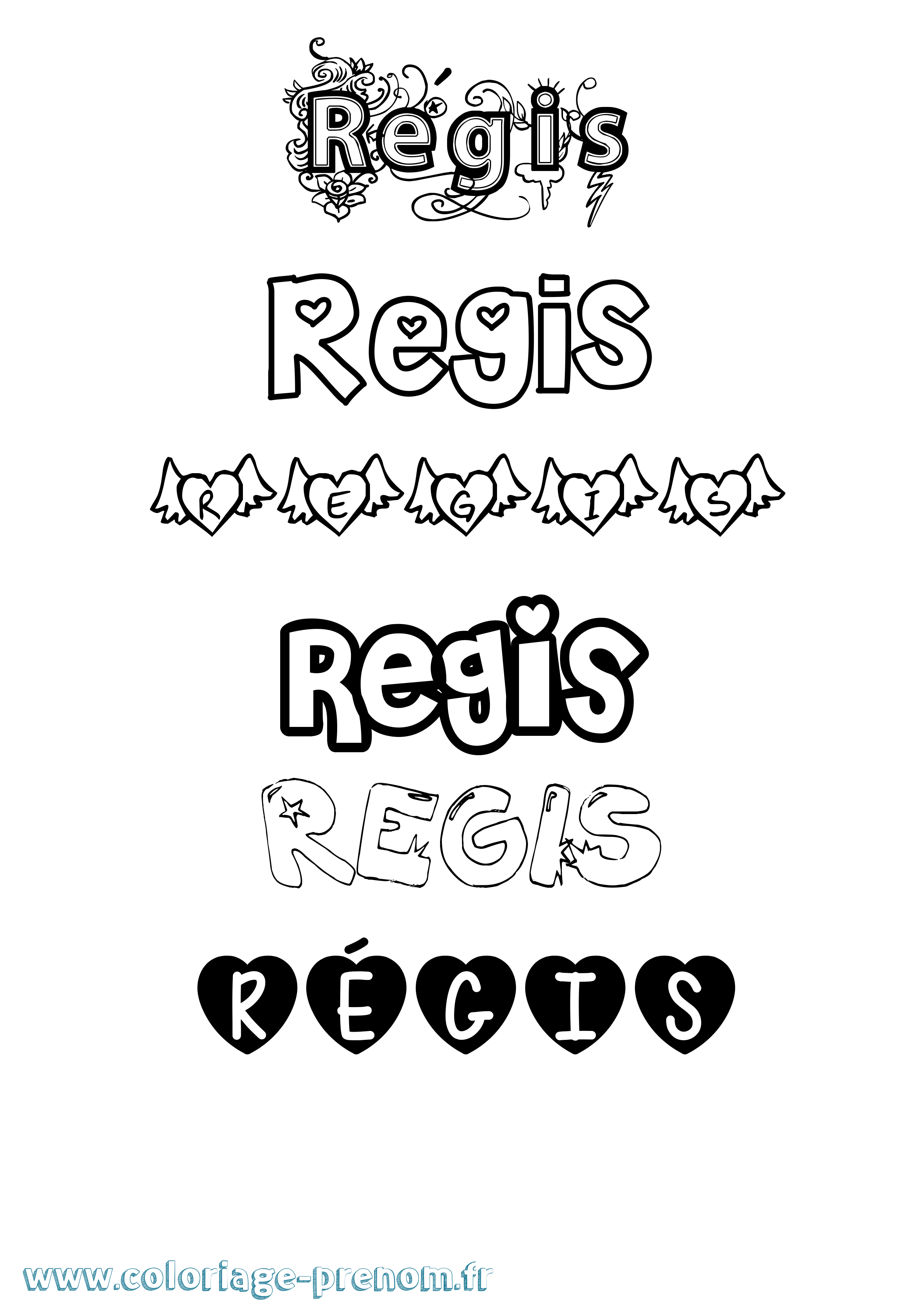 Coloriage Régis Girly Coloriage prénom Régis Girly