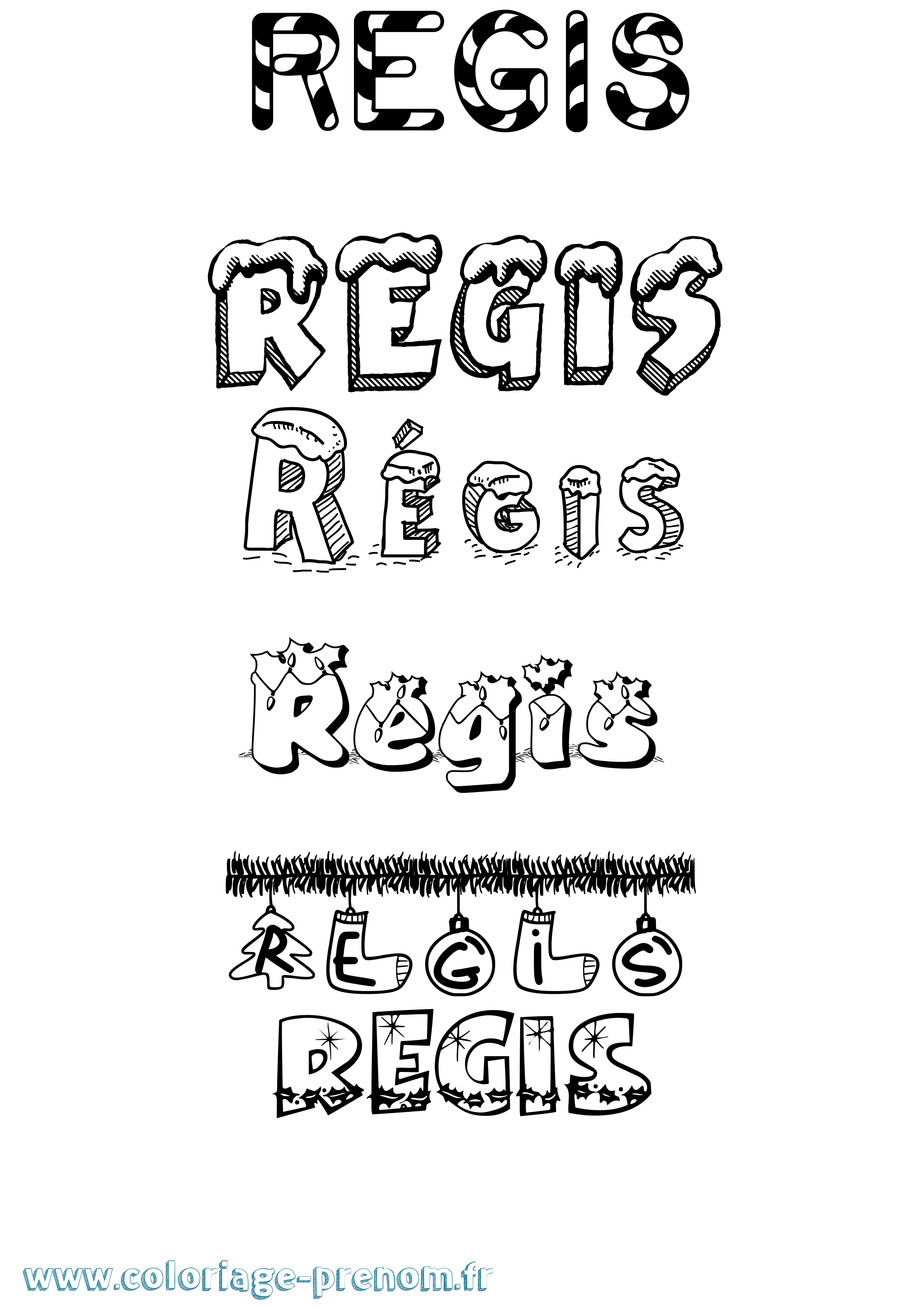 Coloriage Régis Noël Coloriage prénom Régis Noël