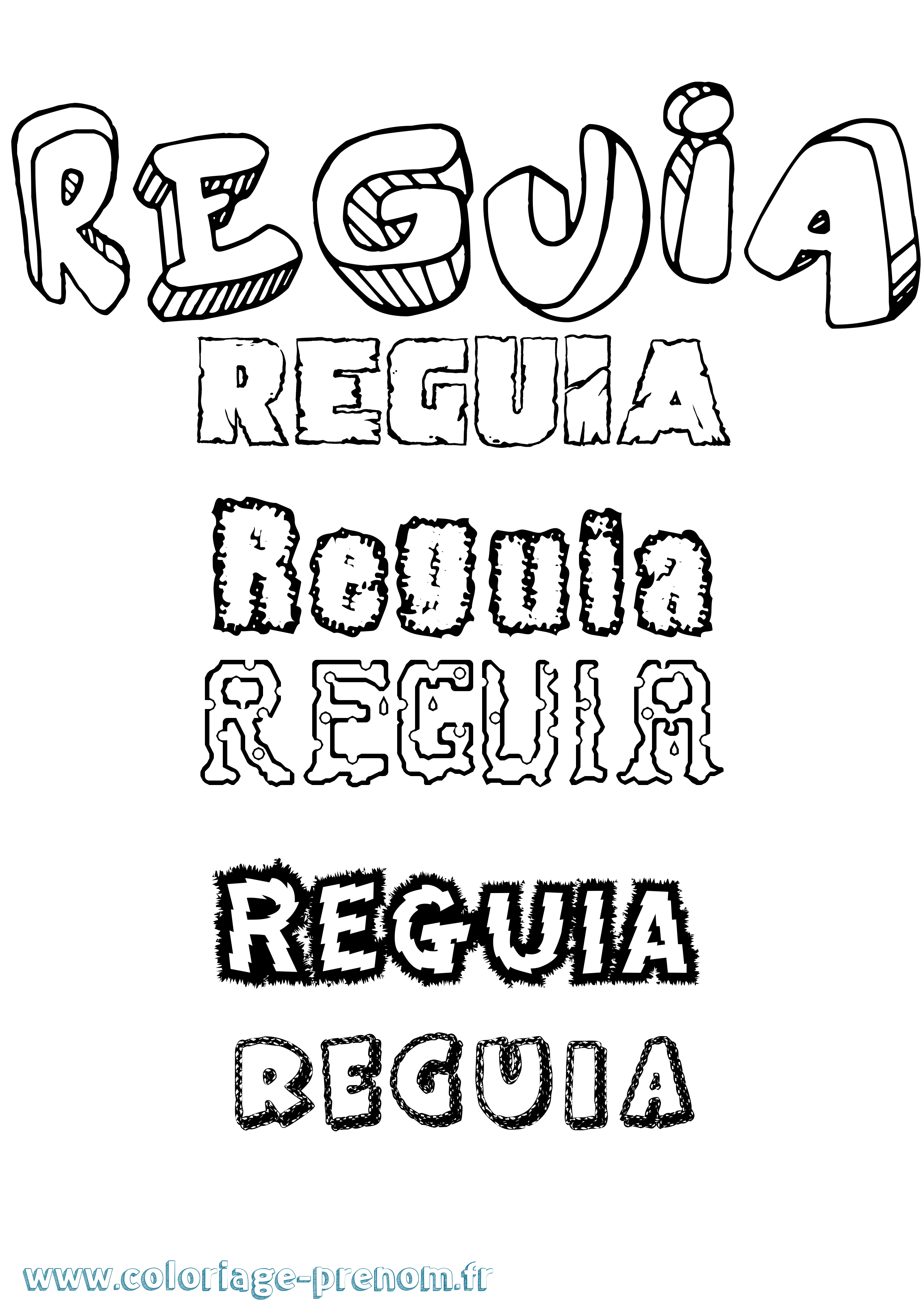 Coloriage Reguia Destructuré Coloriage prénom Reguia Destructuré