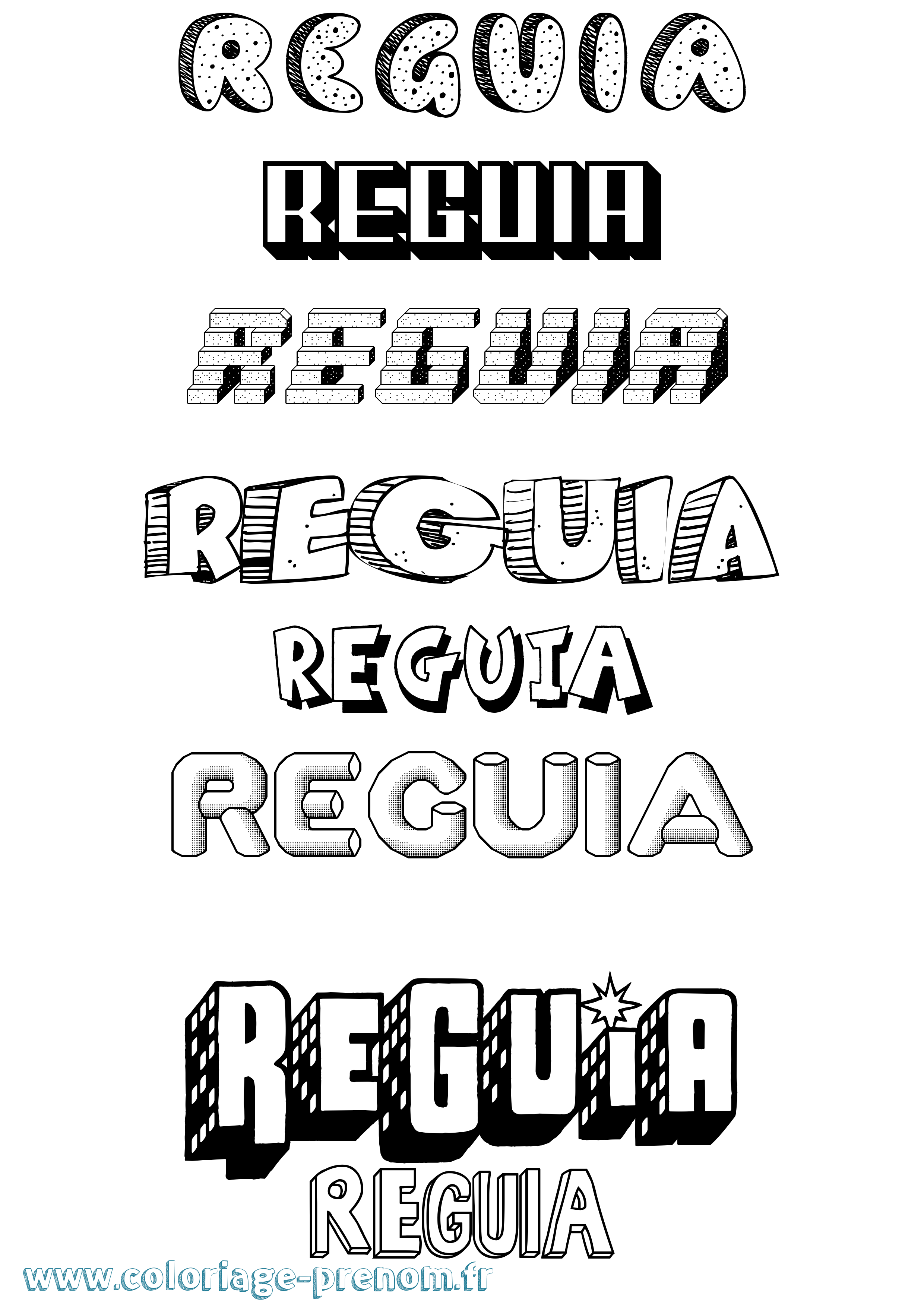 Coloriage Reguia Effet 3D Coloriage prénom Reguia Effet 3D