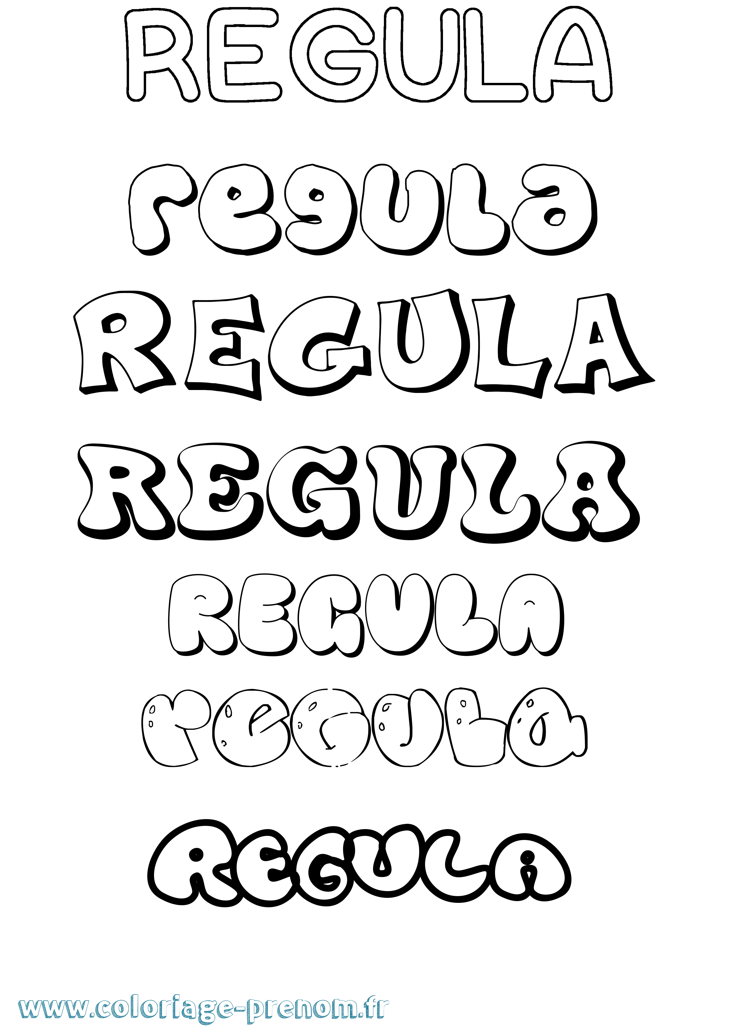 Coloriage Regula Bubble Coloriage prénom Regula Bubble