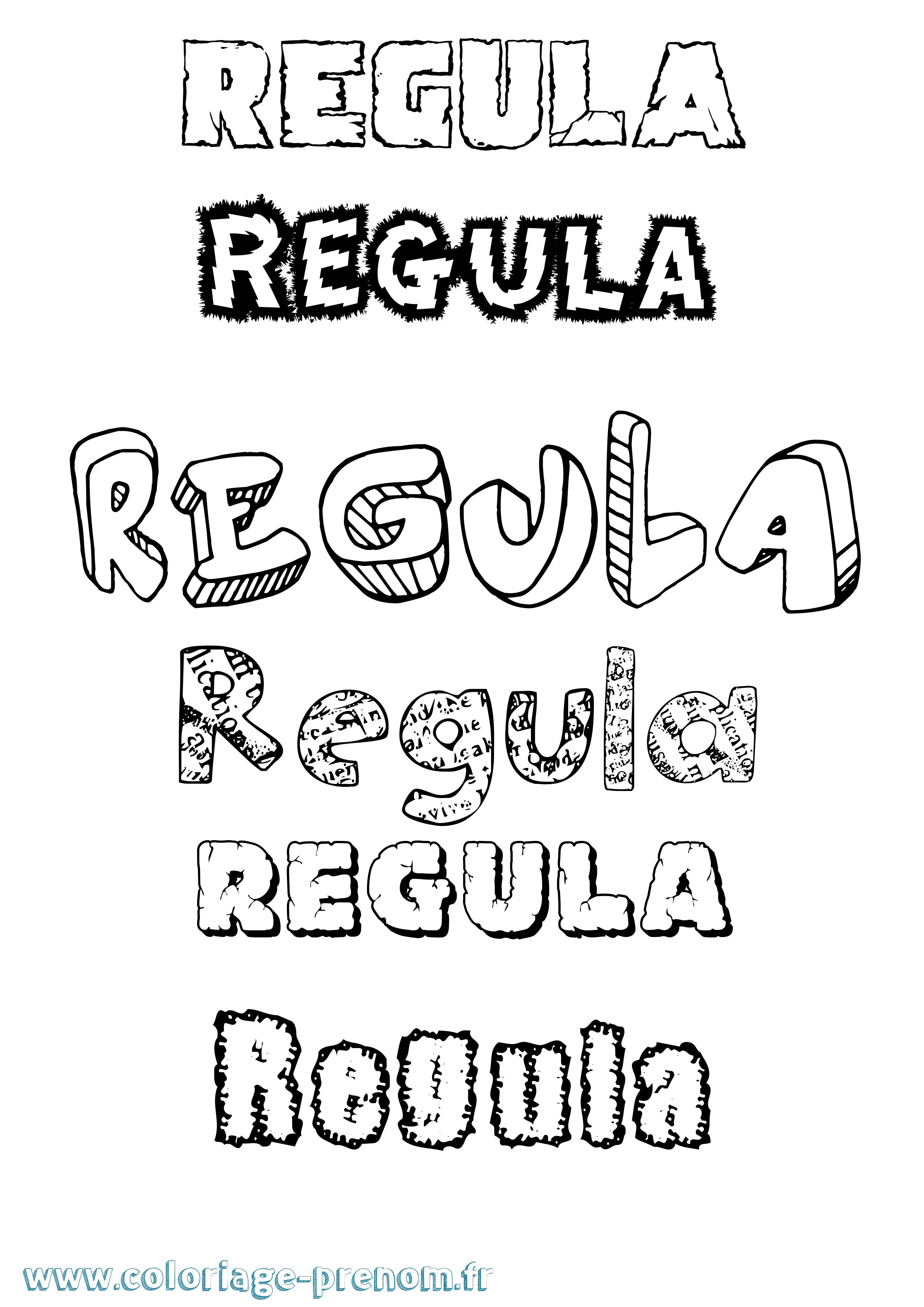 Coloriage Regula Destructuré Coloriage prénom Regula Destructuré