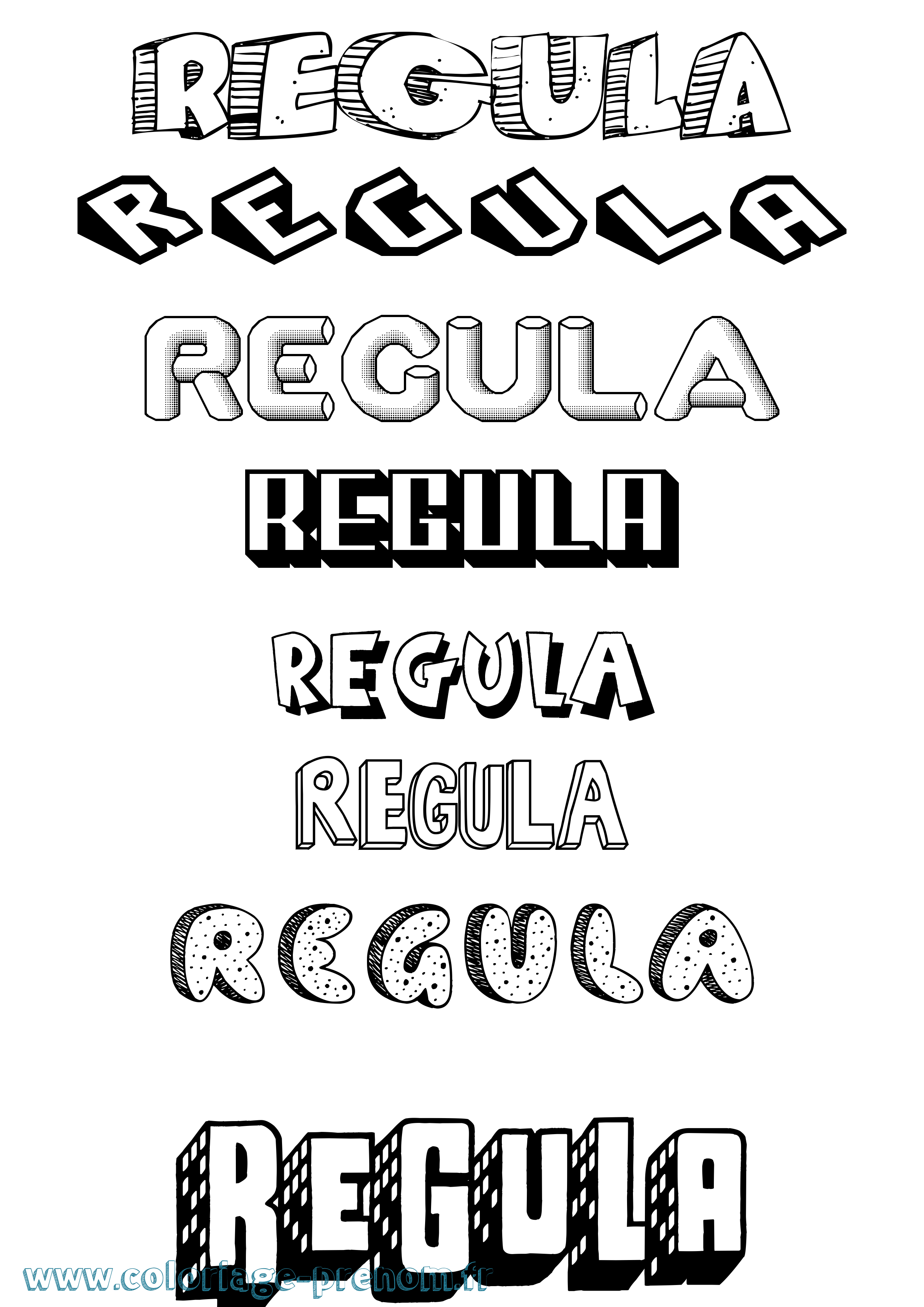 Coloriage Regula Effet 3D Coloriage prénom Regula Effet 3D