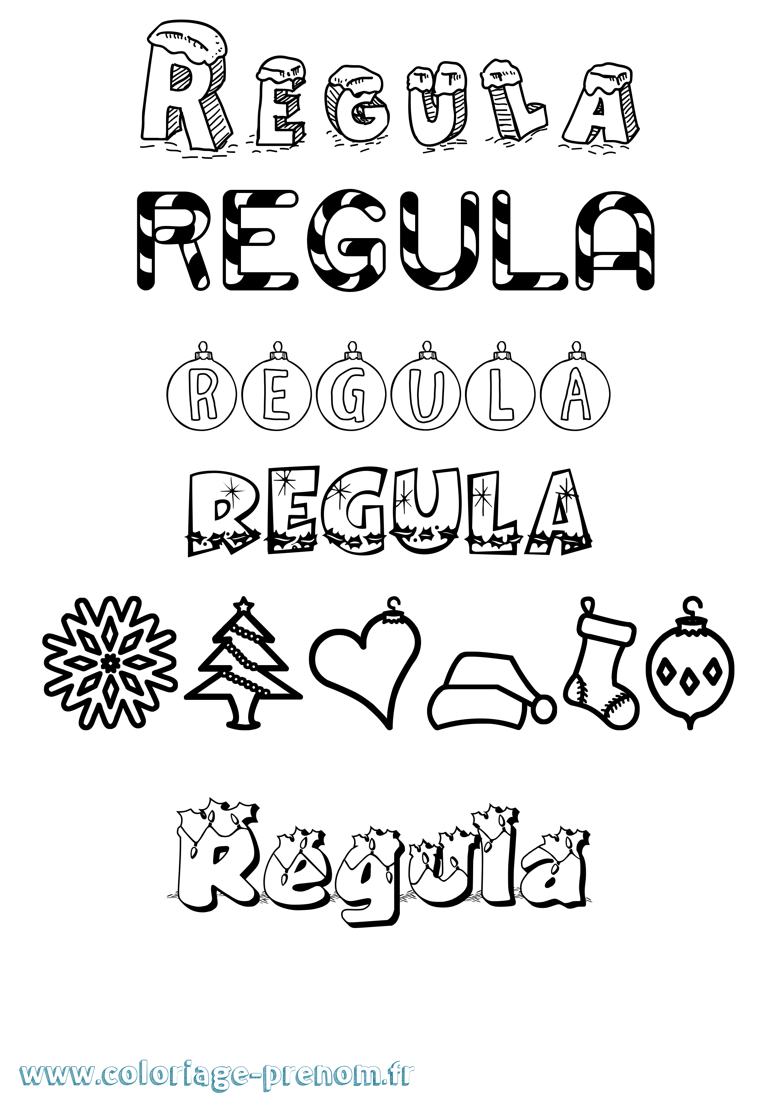 Coloriage Regula Noël Coloriage prénom Regula Noël