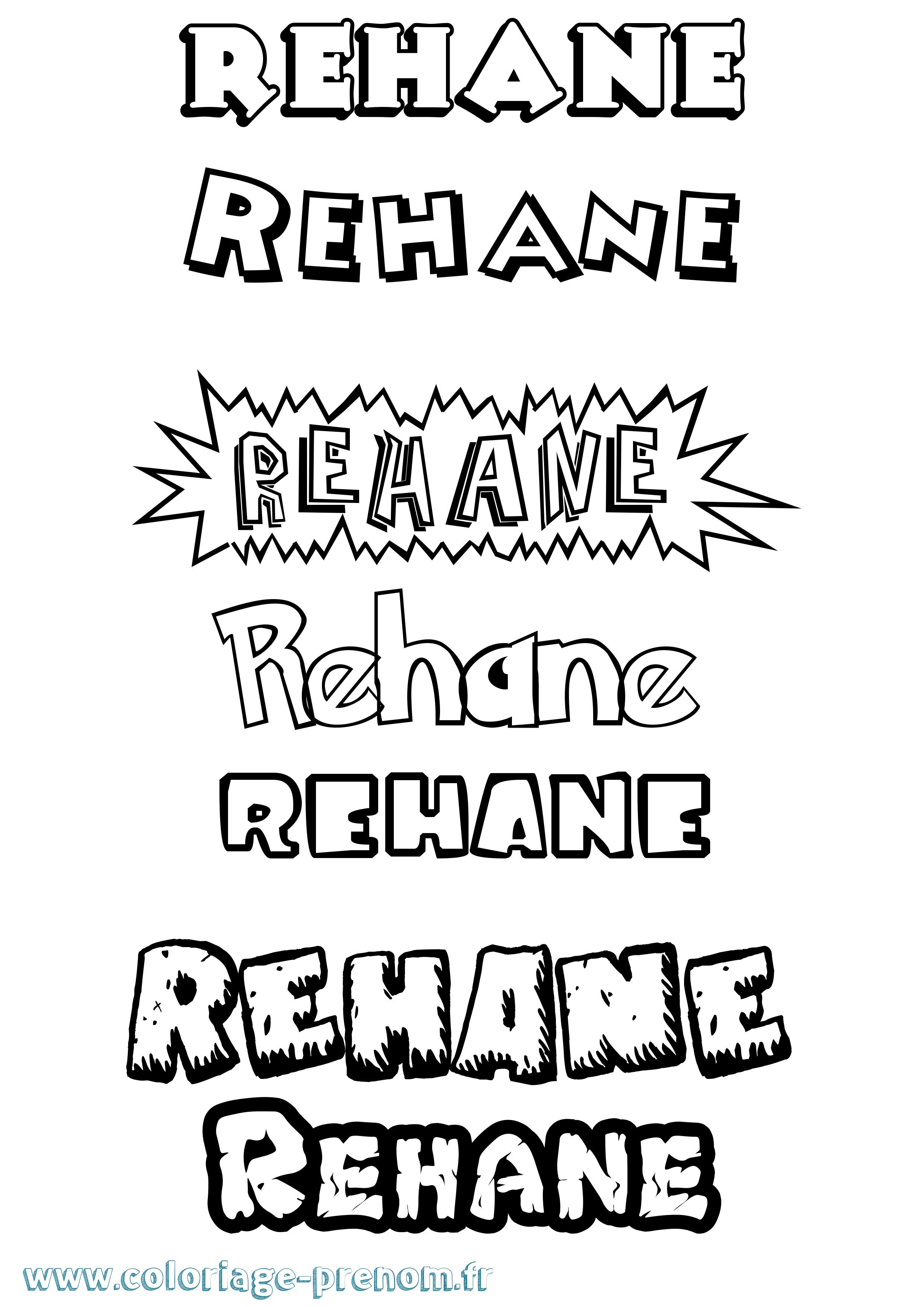 Coloriage Rehane Dessin Animé Coloriage prénom Rehane Dessin Animé