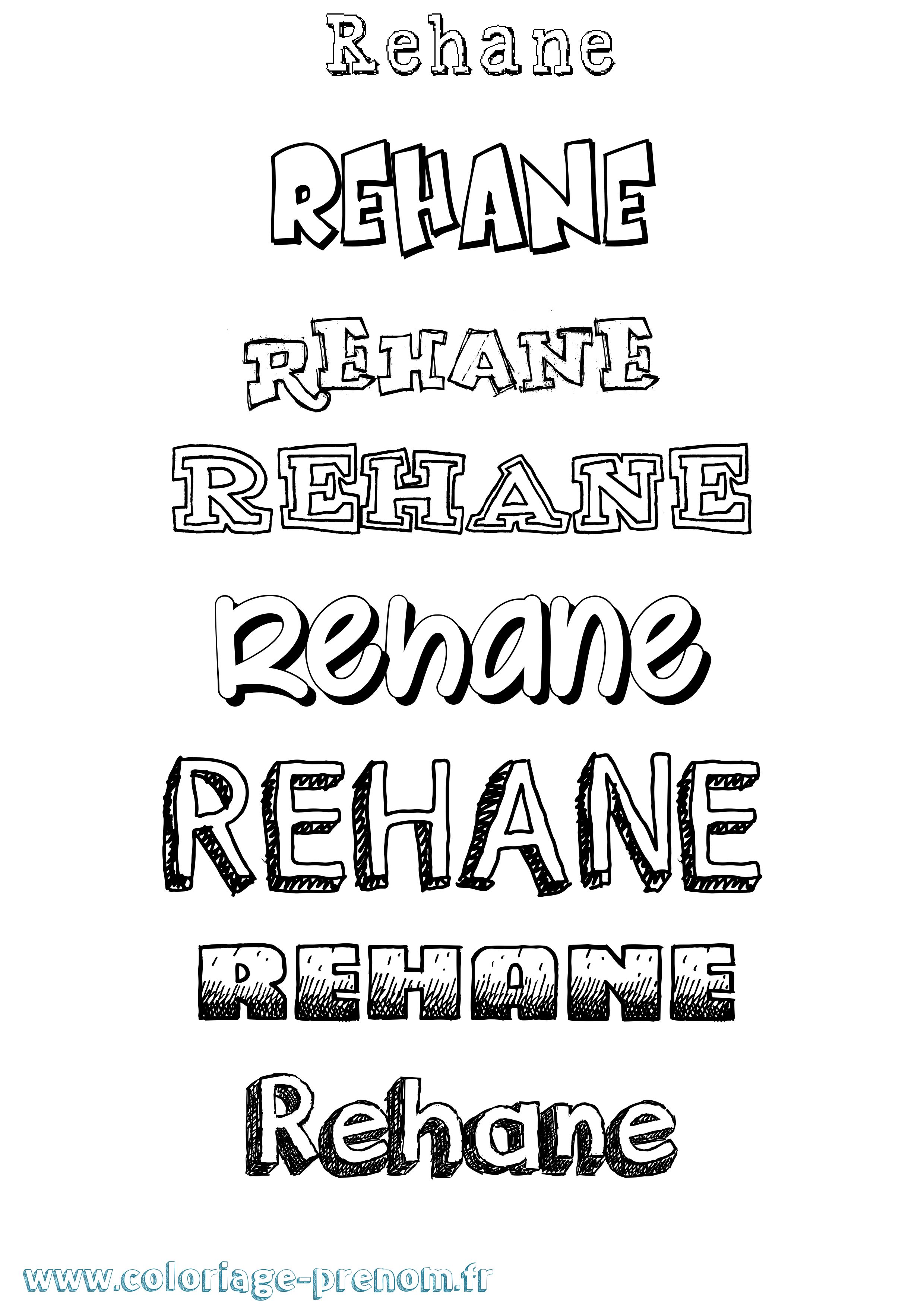 Coloriage Rehane Dessiné Coloriage prénom Rehane Dessiné