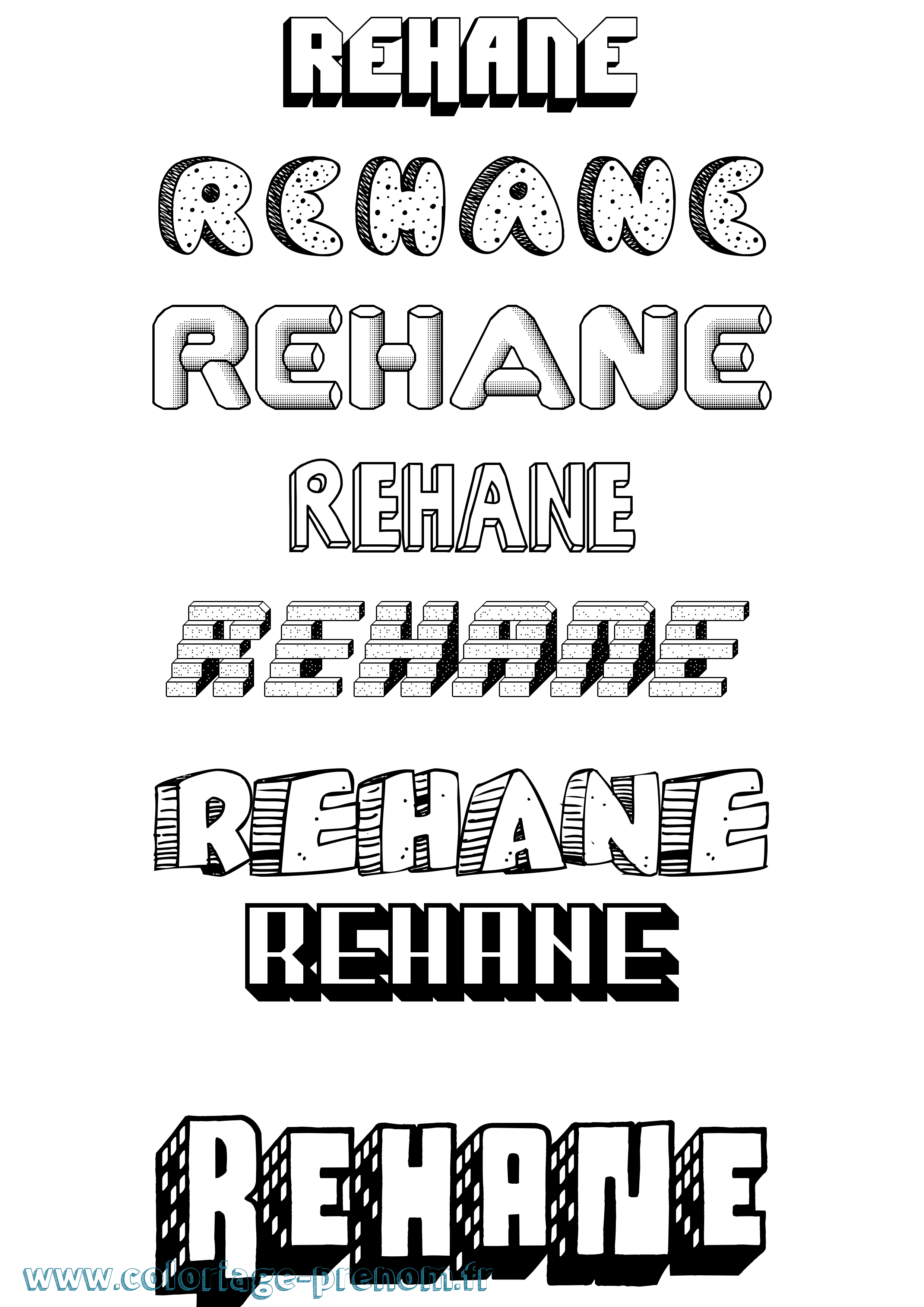 Coloriage Rehane Effet 3D Coloriage prénom Rehane Effet 3D