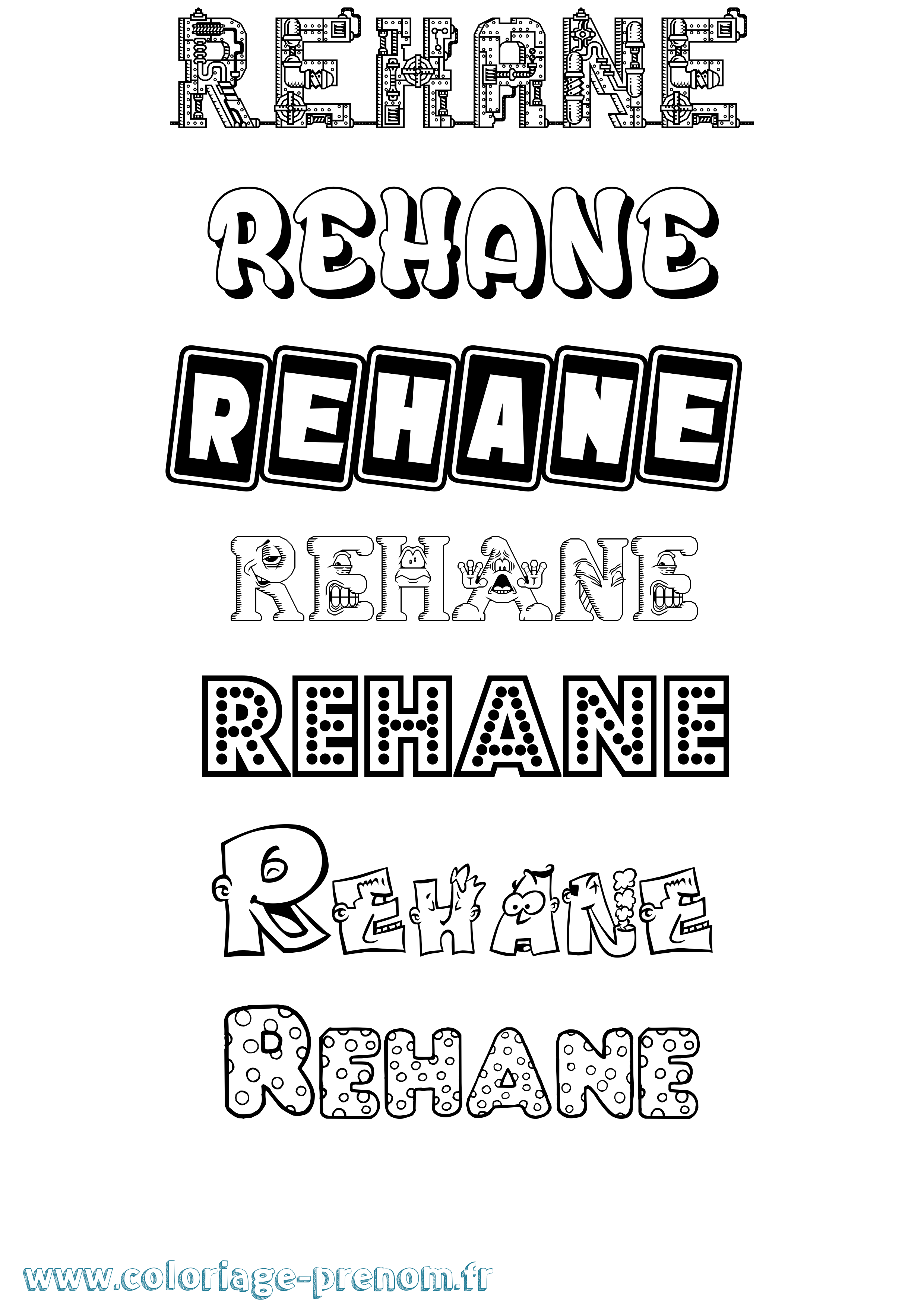 Coloriage Rehane Fun Coloriage prénom Rehane Fun