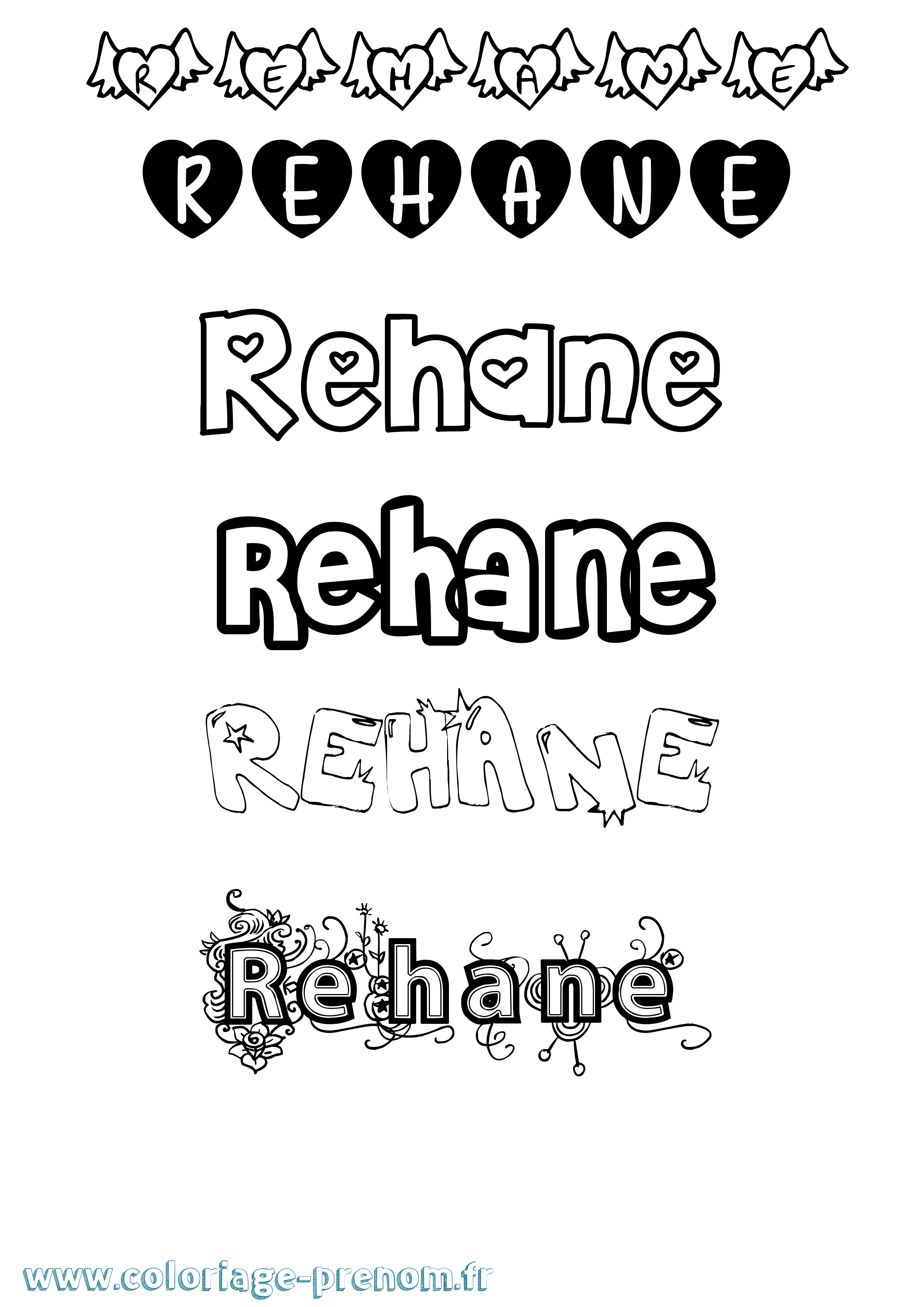 Coloriage Rehane Girly Coloriage prénom Rehane Girly