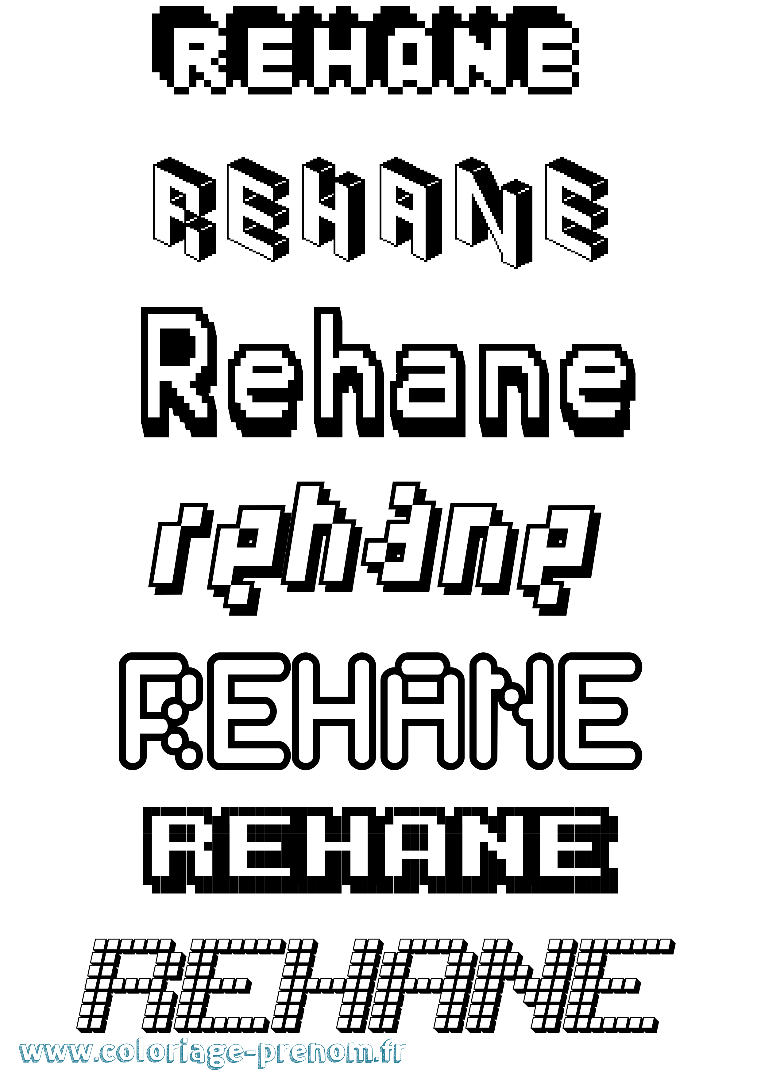 Coloriage Rehane Pixel Coloriage prénom Rehane Pixel