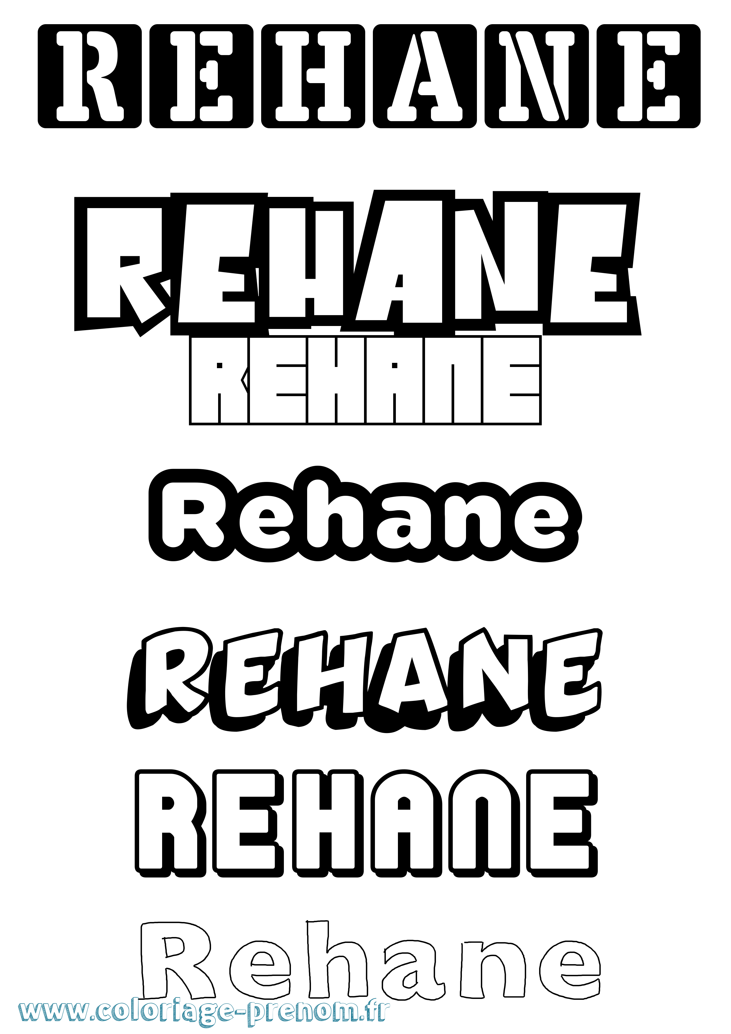 Coloriage Rehane Simple Coloriage prénom Rehane Simple