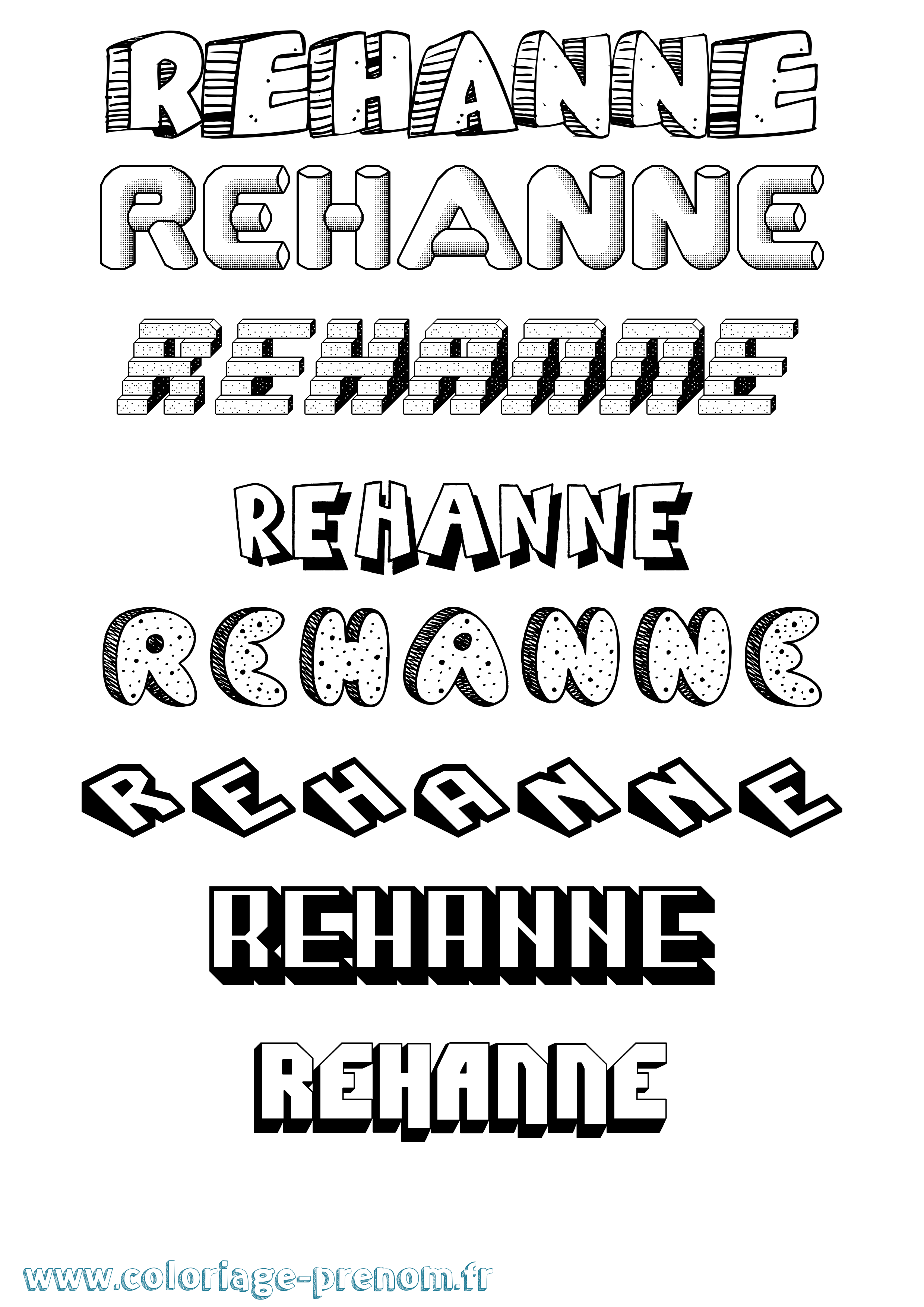 Coloriage Rehanne Effet 3D Coloriage prénom Rehanne Effet 3D