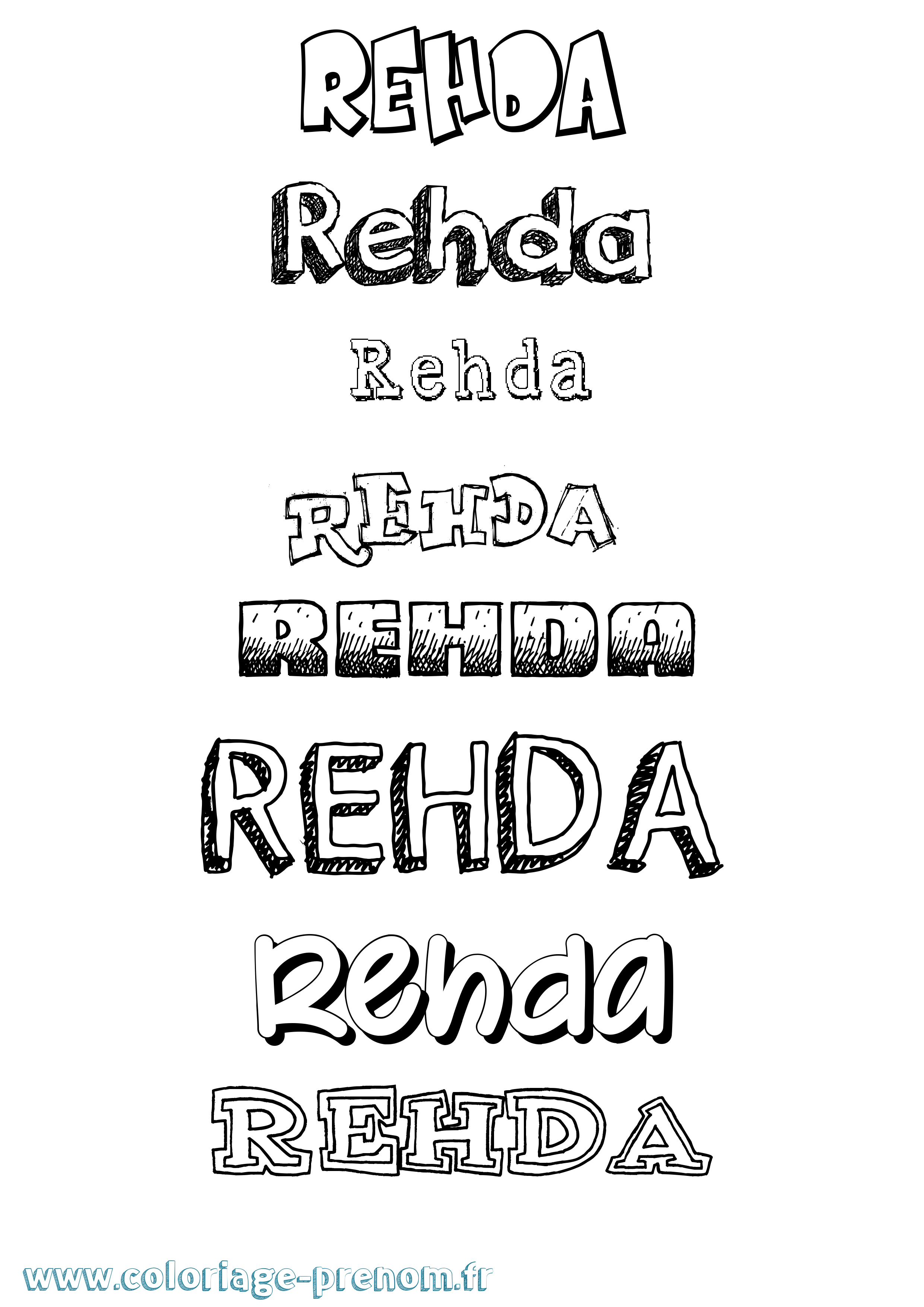 Coloriage Rehda Dessiné Coloriage prénom Rehda Dessiné