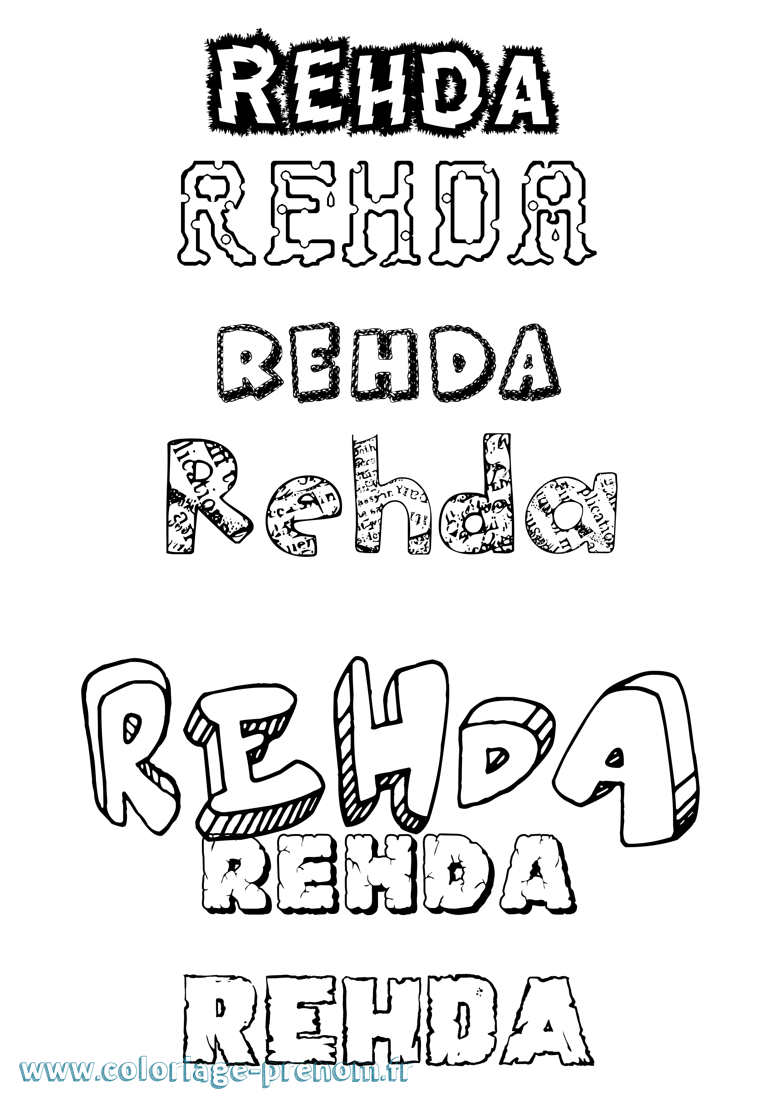 Coloriage Rehda Destructuré Coloriage prénom Rehda Destructuré