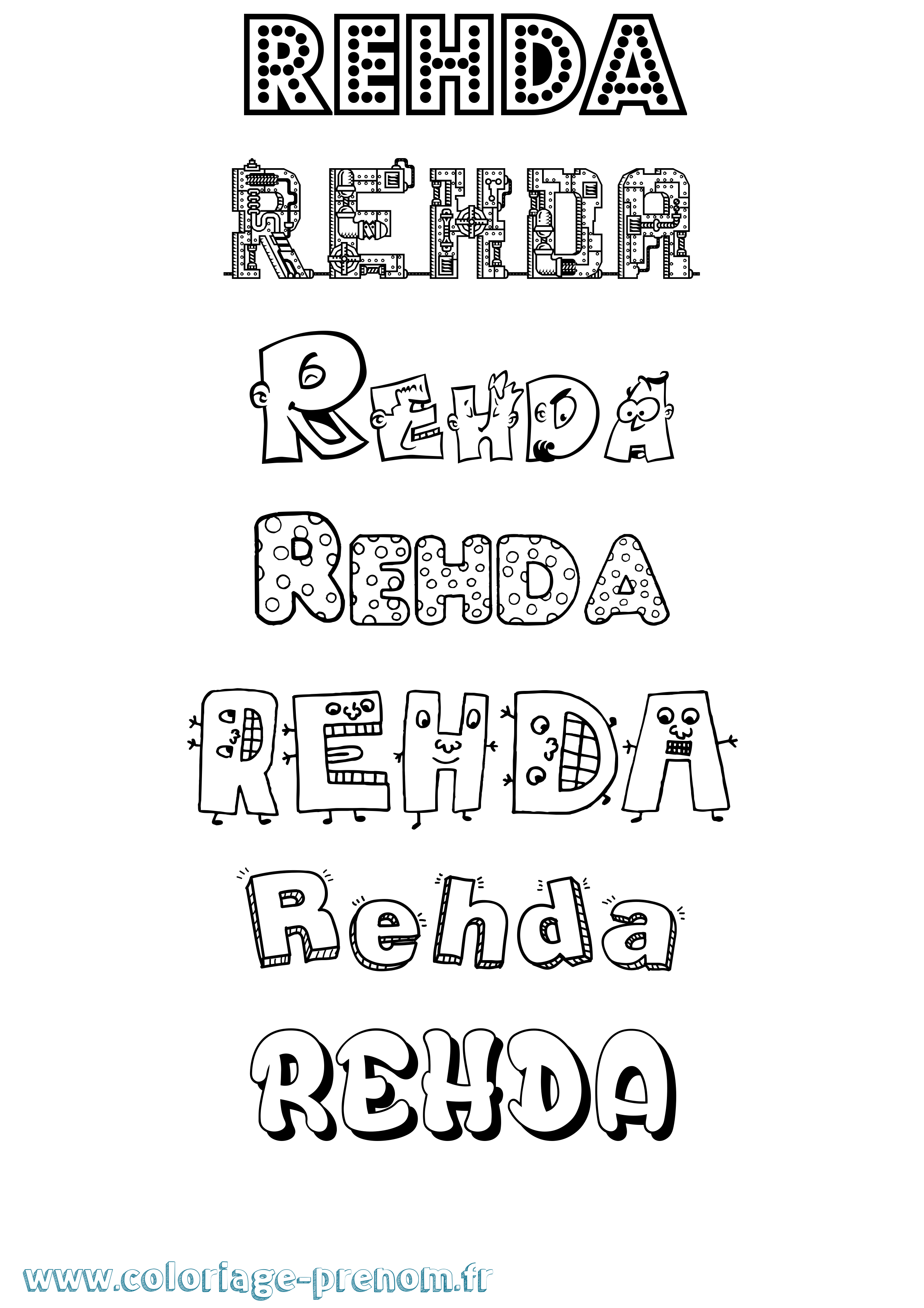 Coloriage Rehda Fun Coloriage prénom Rehda Fun