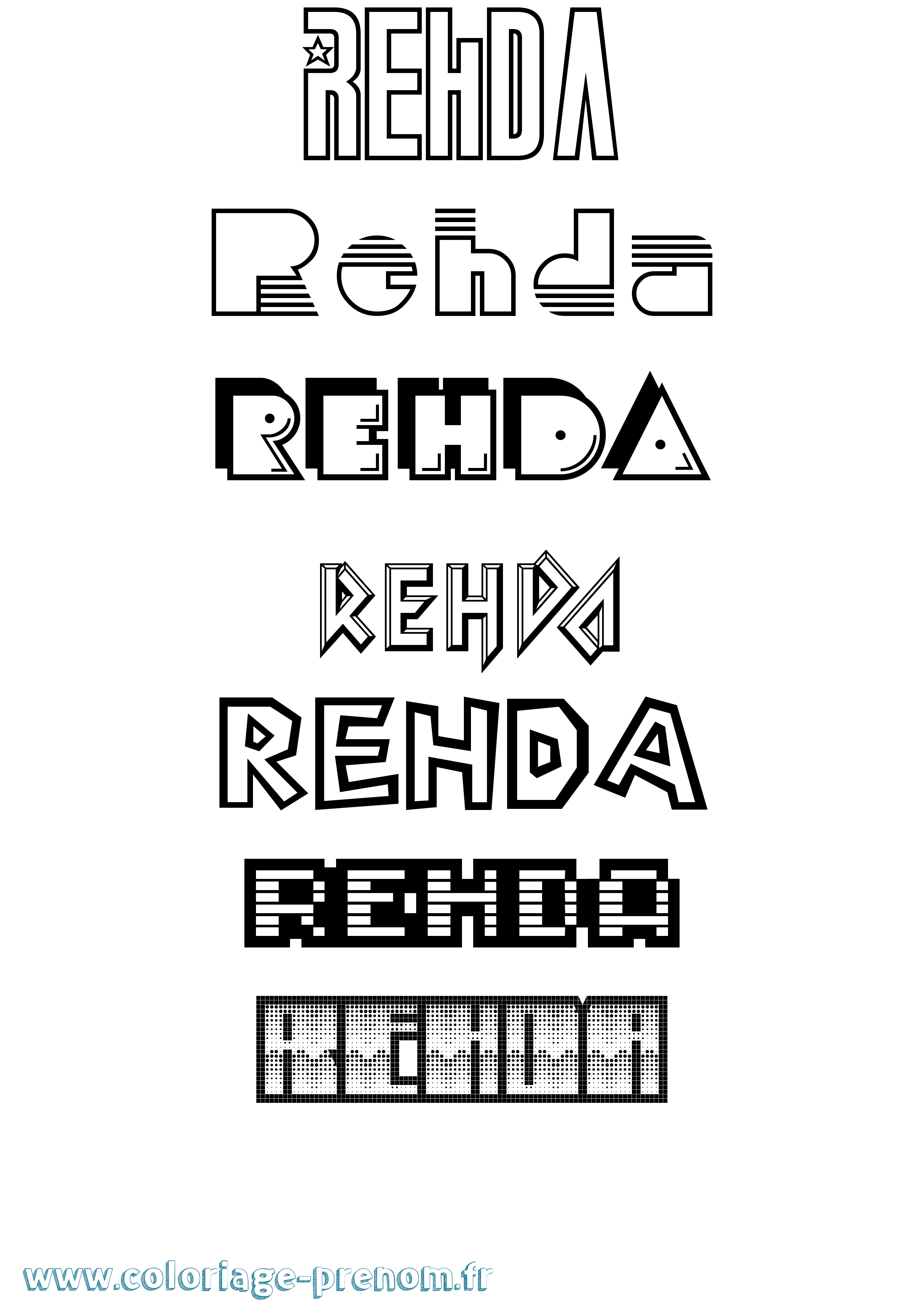 Coloriage Rehda Jeux Vidéos Coloriage prénom Rehda Jeux Vidéos