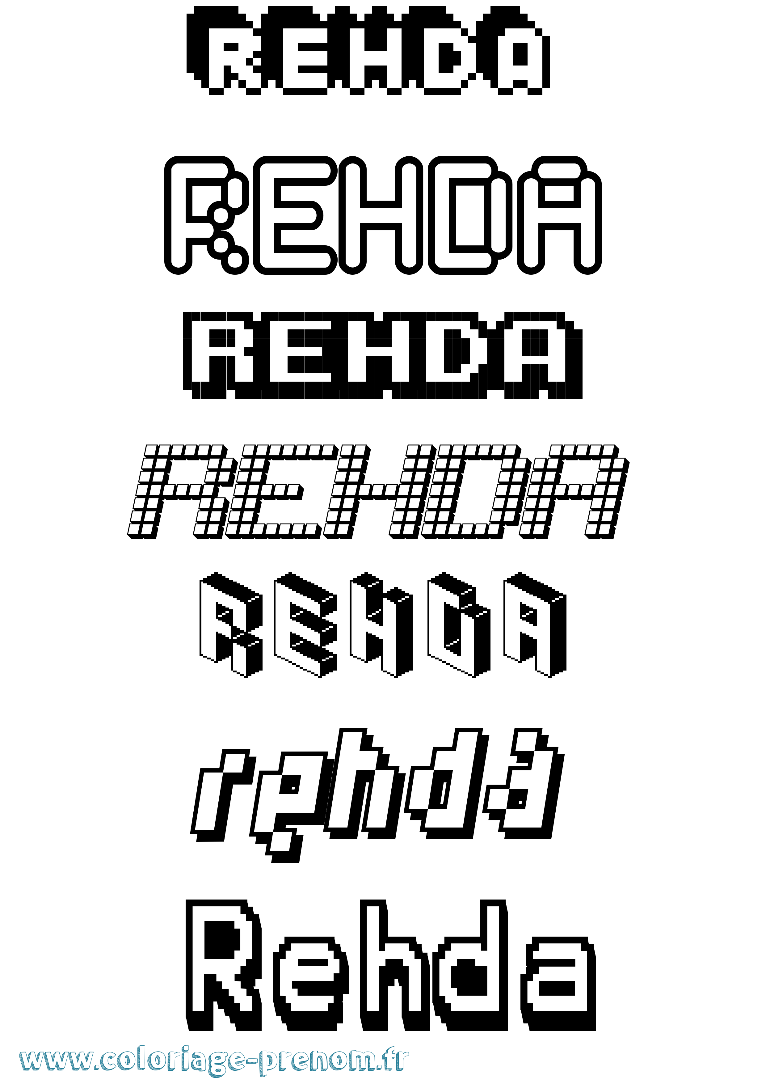 Coloriage Rehda Pixel Coloriage prénom Rehda Pixel