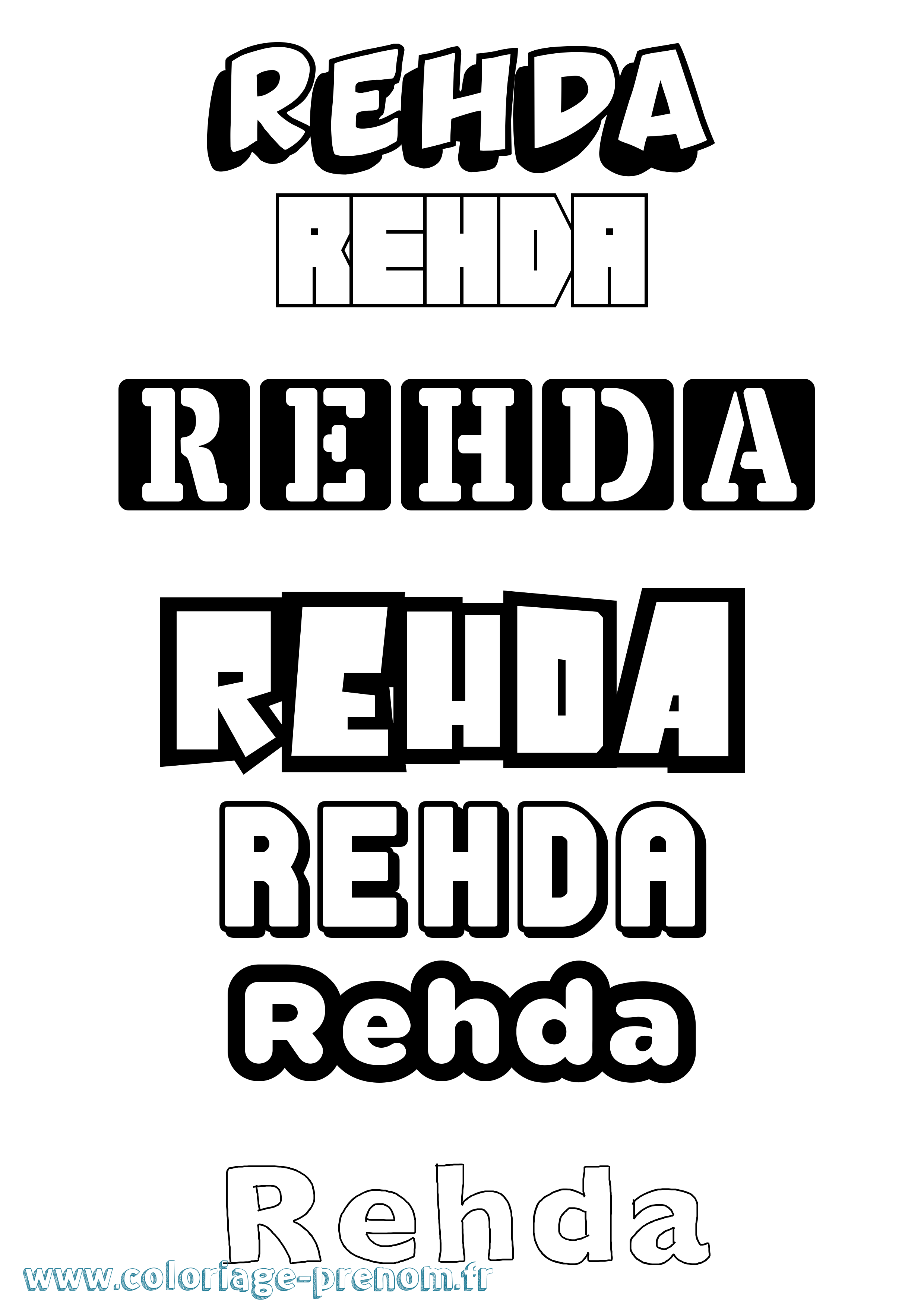 Coloriage Rehda Simple Coloriage prénom Rehda Simple