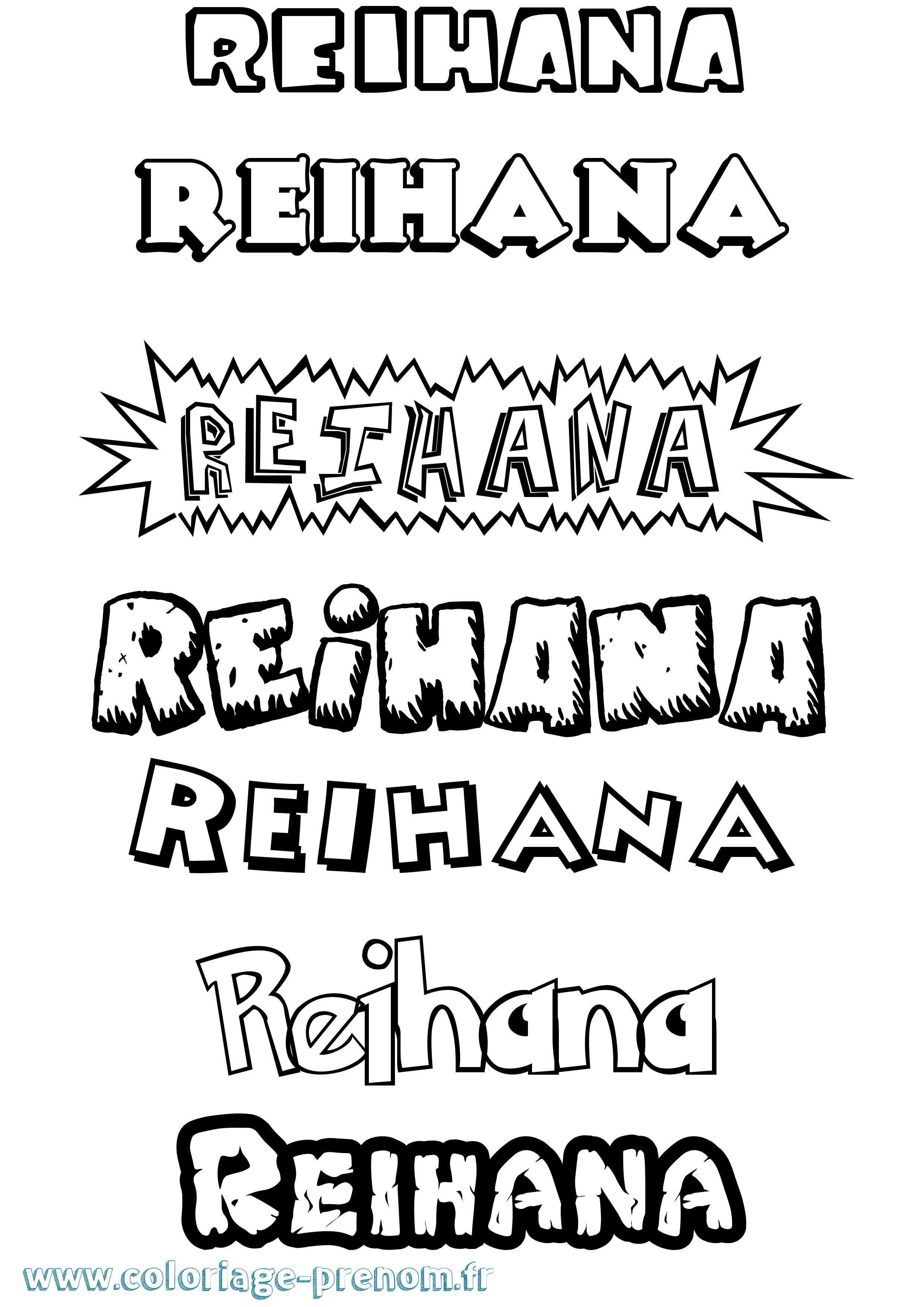 Coloriage Reihana Dessin Animé Coloriage prénom Reihana Dessin Animé