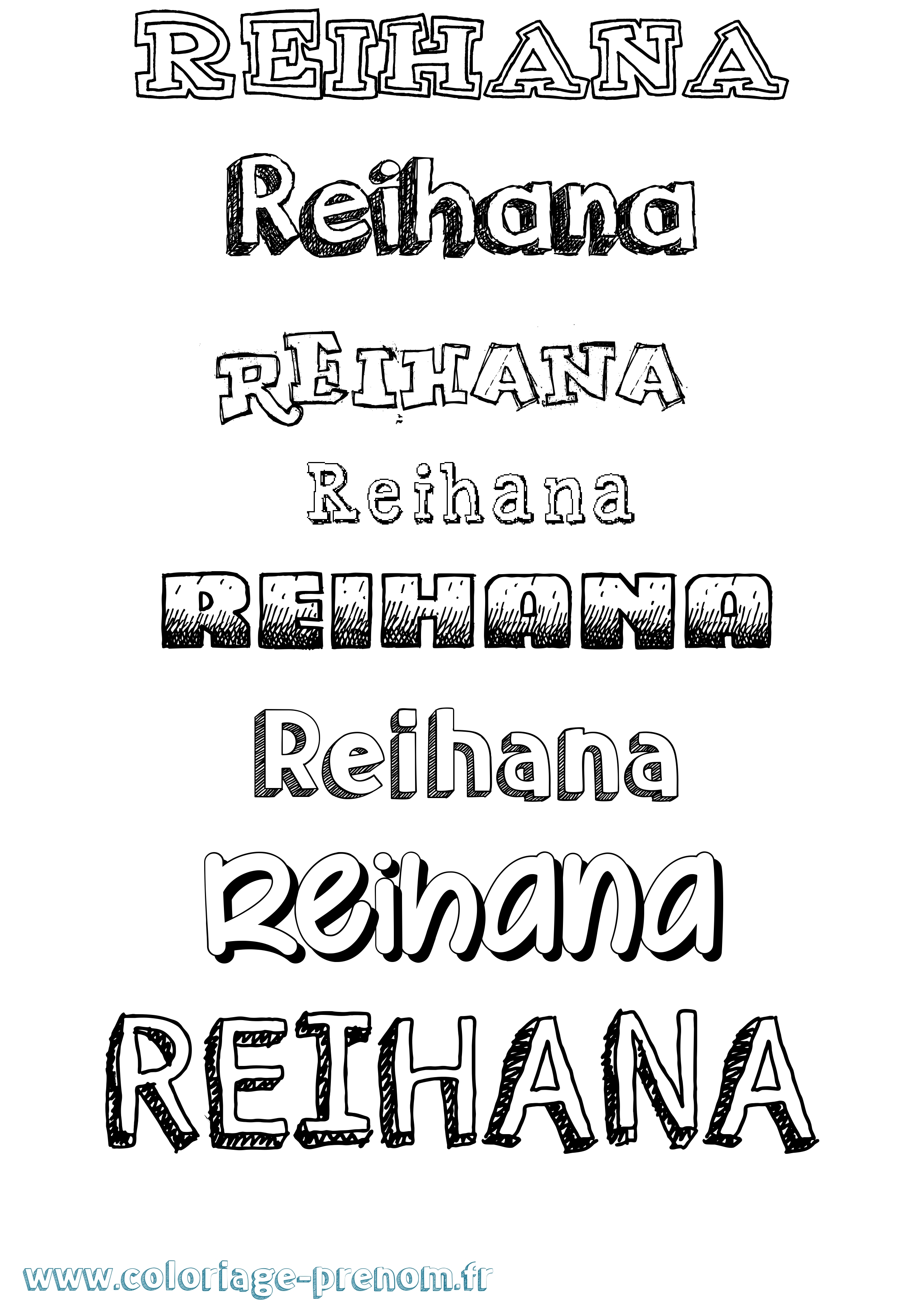 Coloriage Reihana Dessiné Coloriage prénom Reihana Dessiné