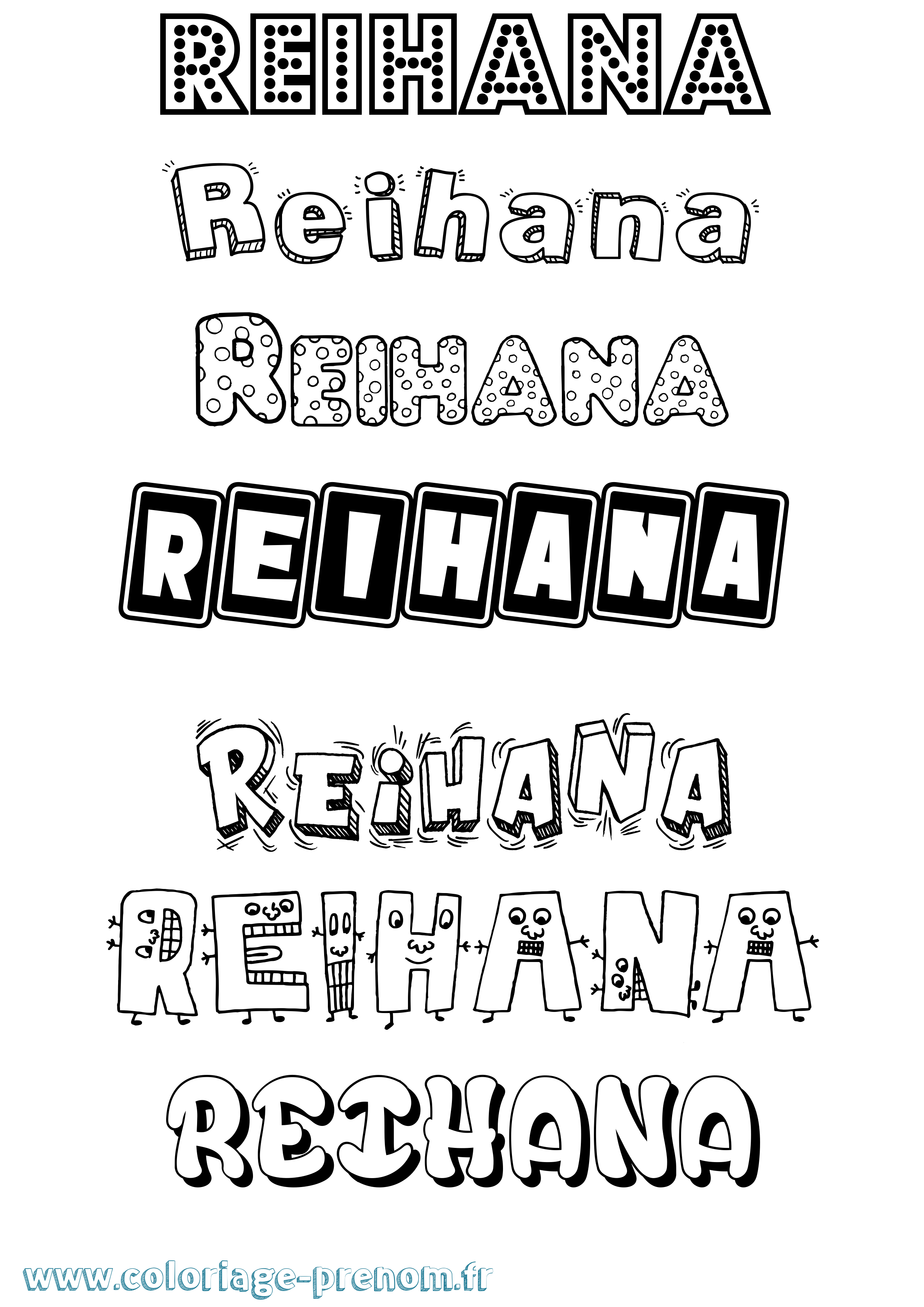 Coloriage Reihana Fun Coloriage prénom Reihana Fun