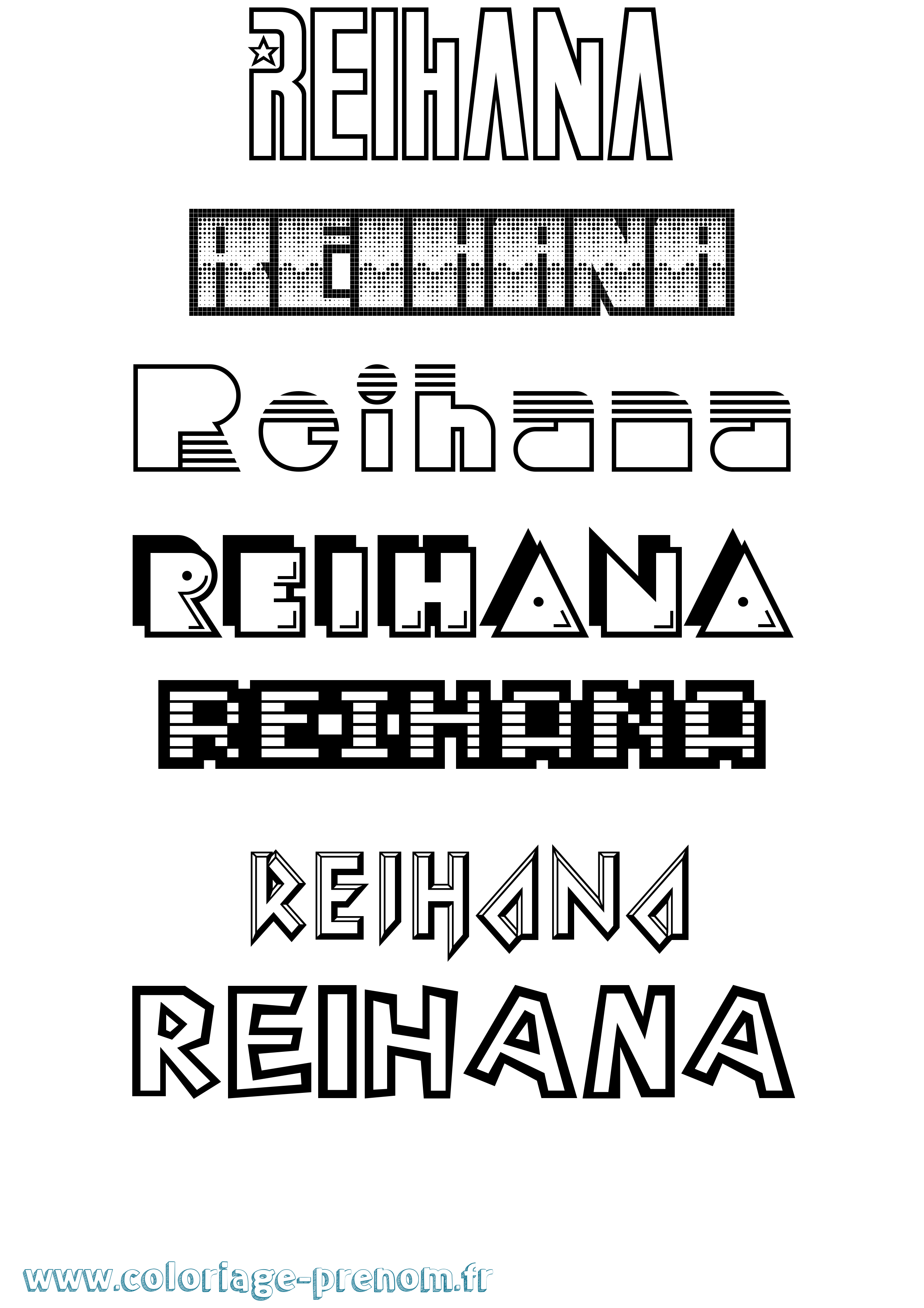 Coloriage Reihana Jeux Vidéos Coloriage prénom Reihana Jeux Vidéos