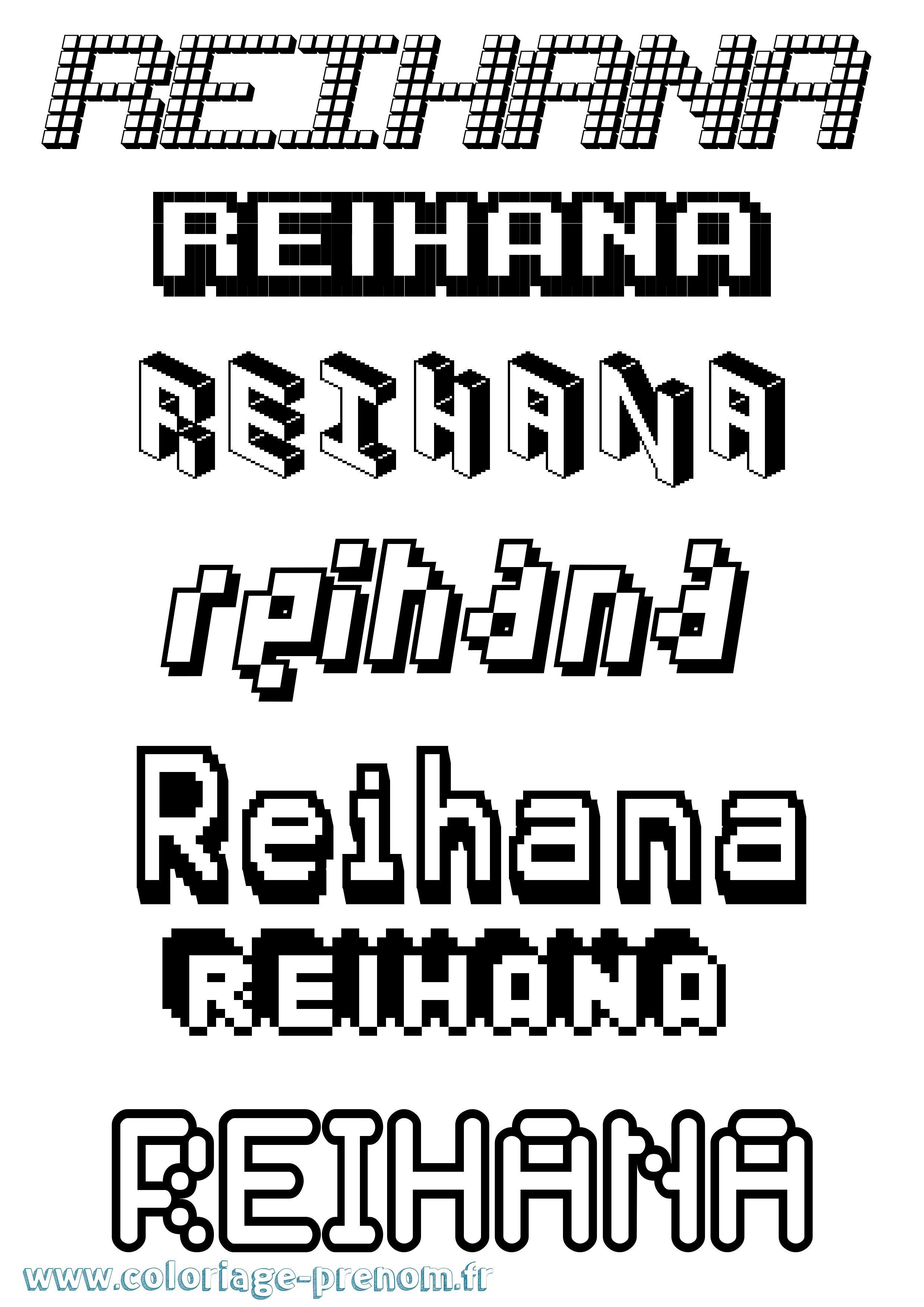 Coloriage Reihana Pixel Coloriage prénom Reihana Pixel