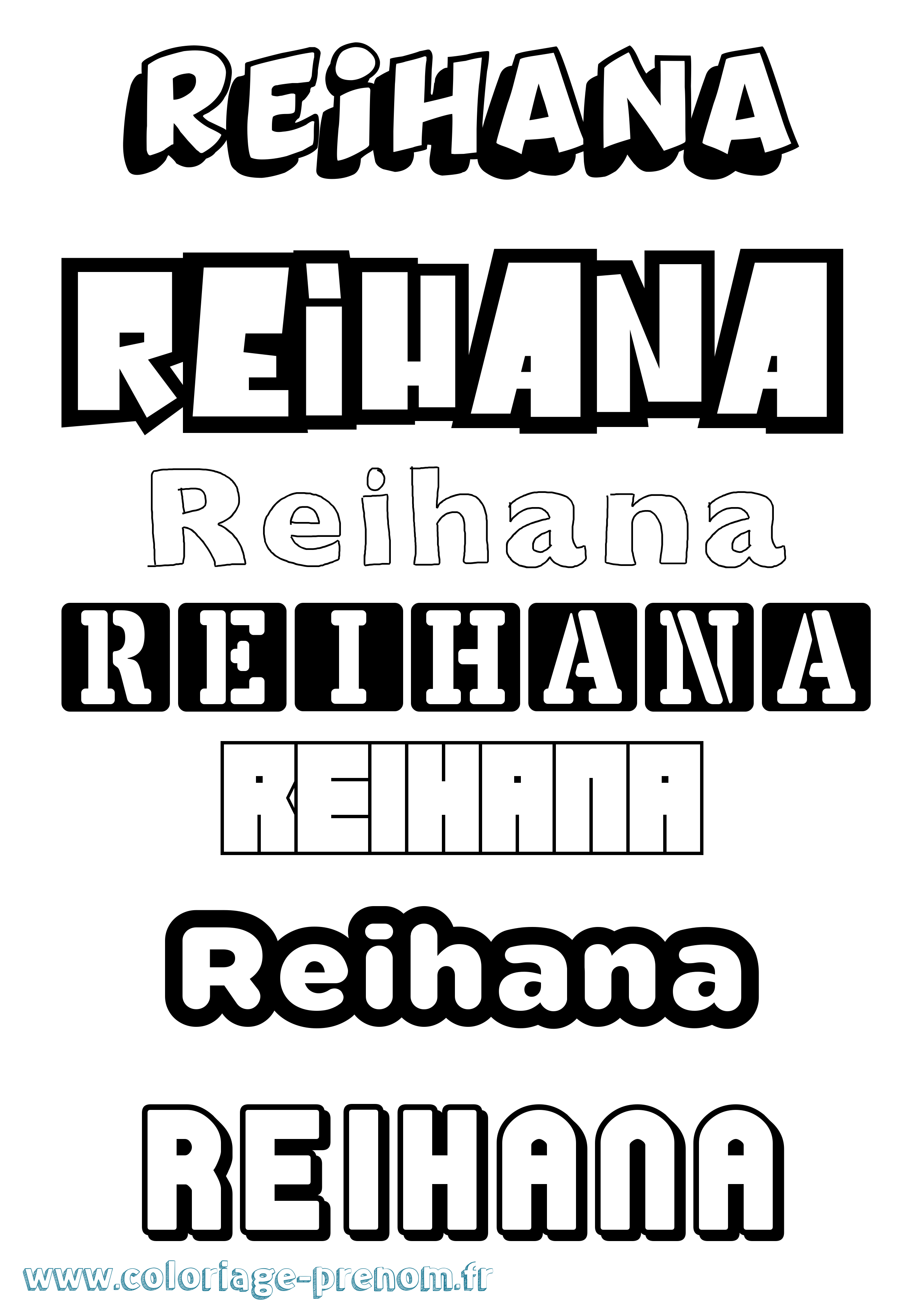 Coloriage Reihana Simple Coloriage prénom Reihana Simple
