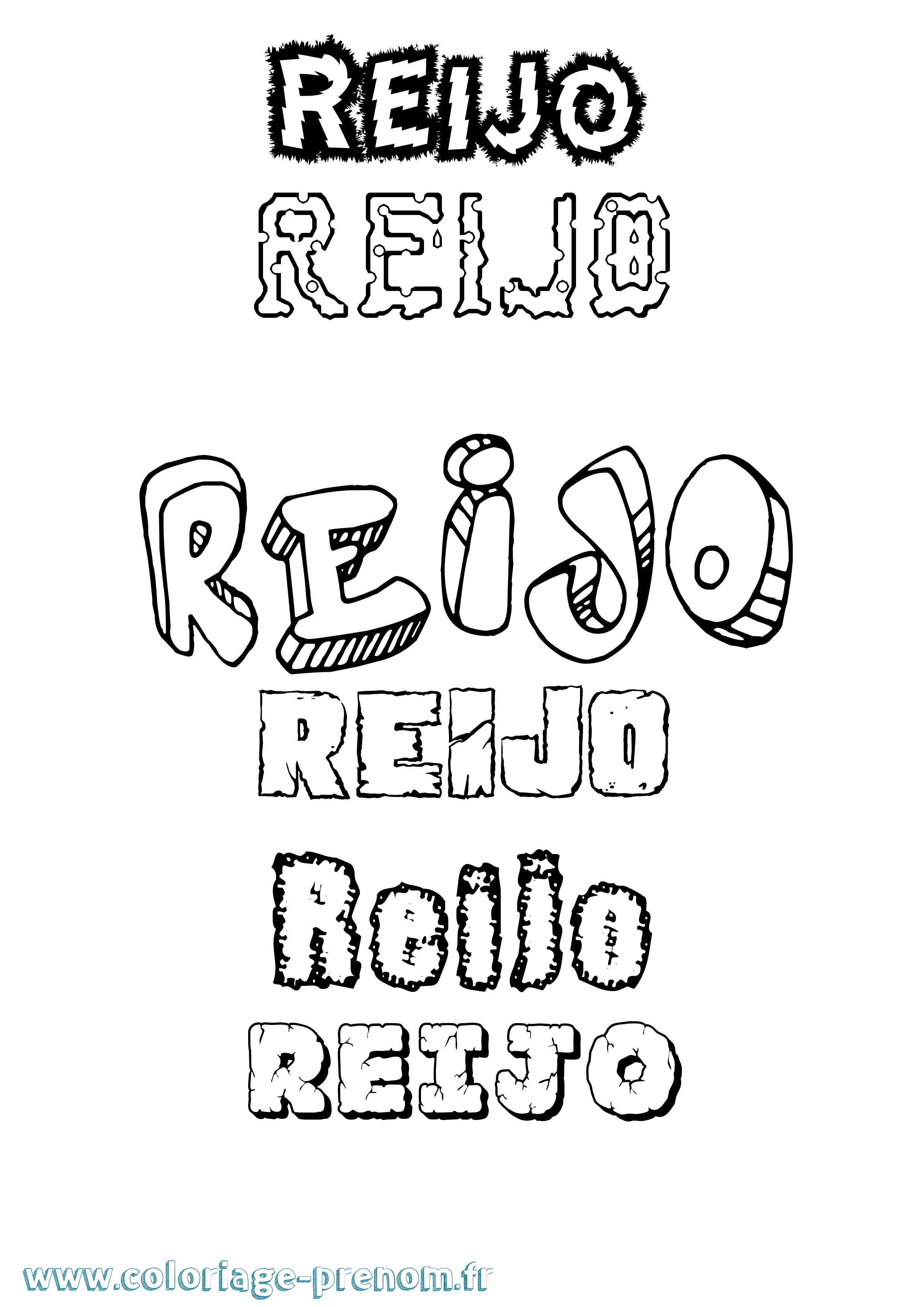Coloriage Reijo Destructuré Coloriage prénom Reijo Destructuré