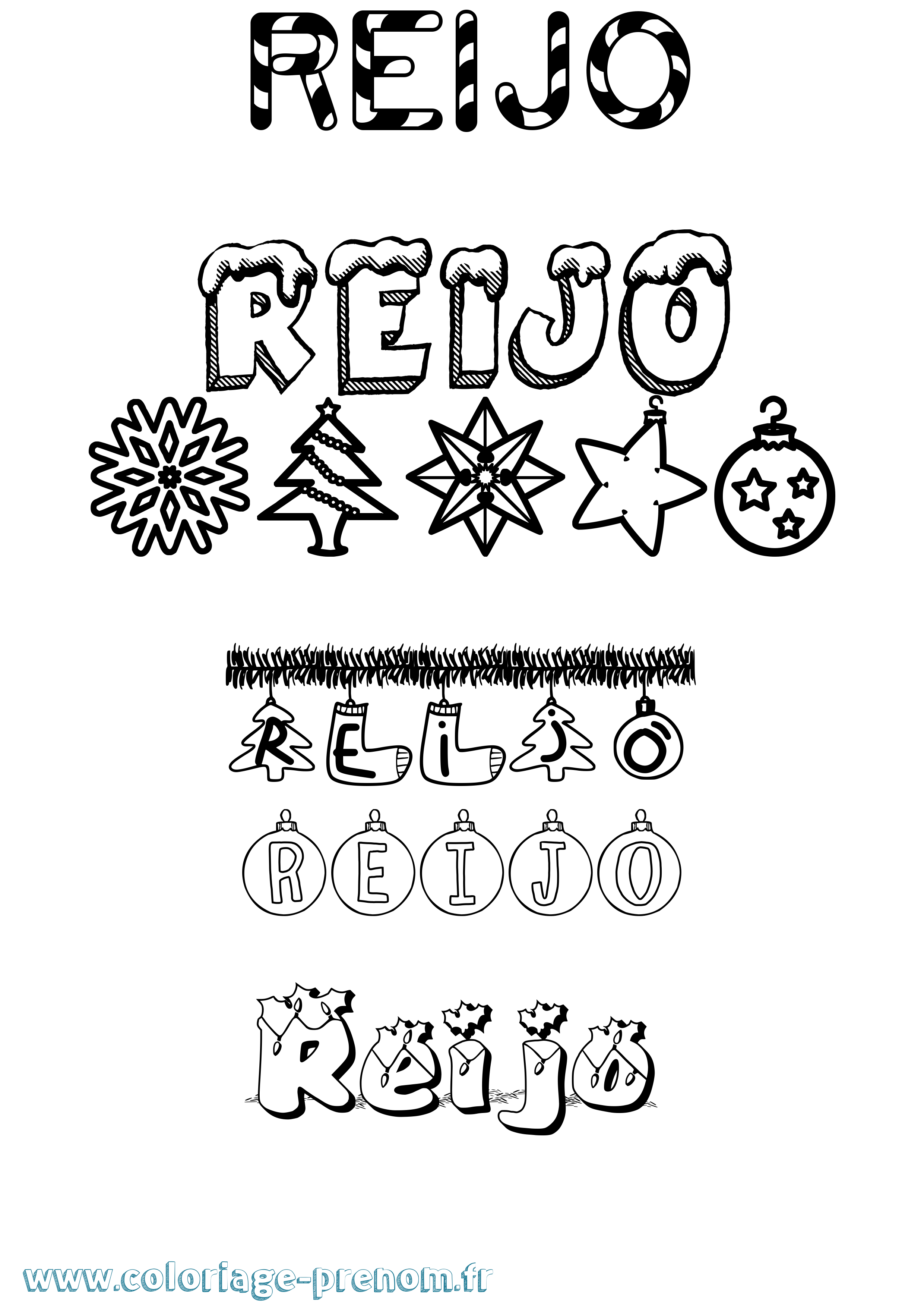 Coloriage Reijo Noël Coloriage prénom Reijo Noël