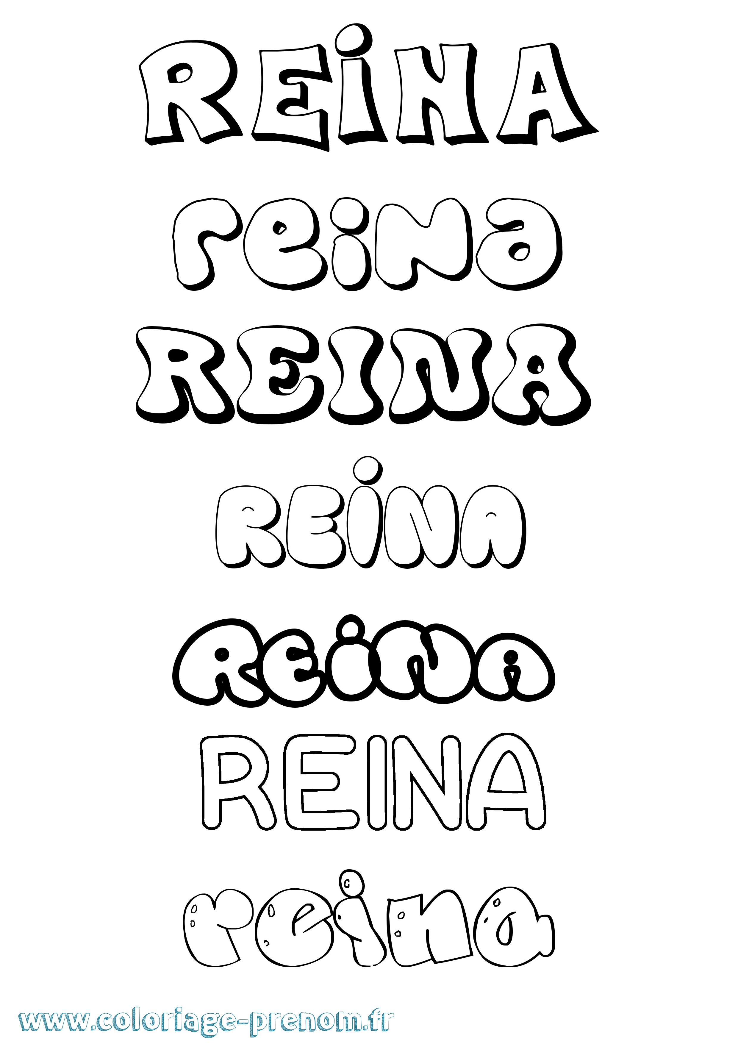 Coloriage Reina Bubble Coloriage prénom Reina Bubble