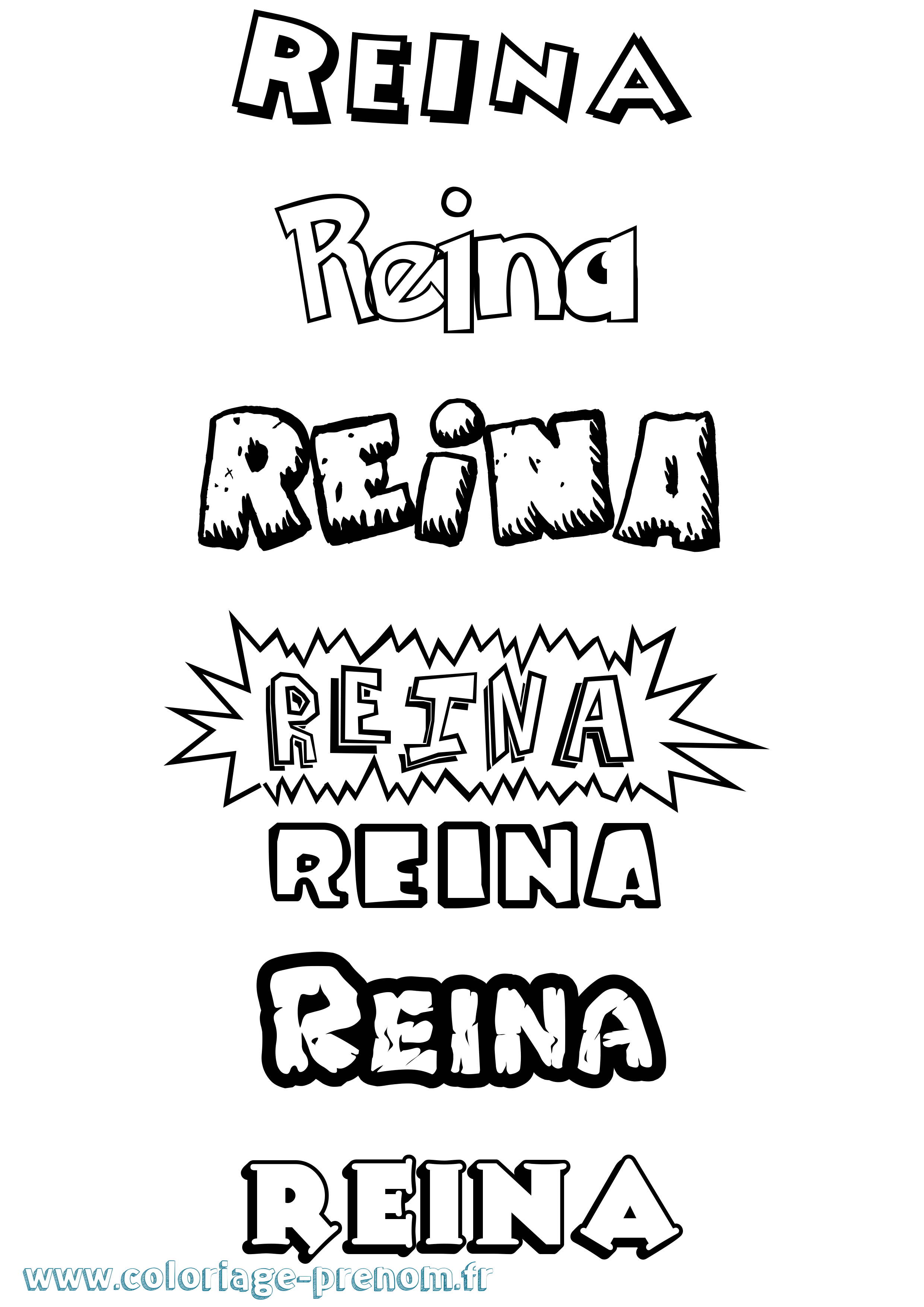 Coloriage Reina Dessin Animé Coloriage prénom Reina Dessin Animé