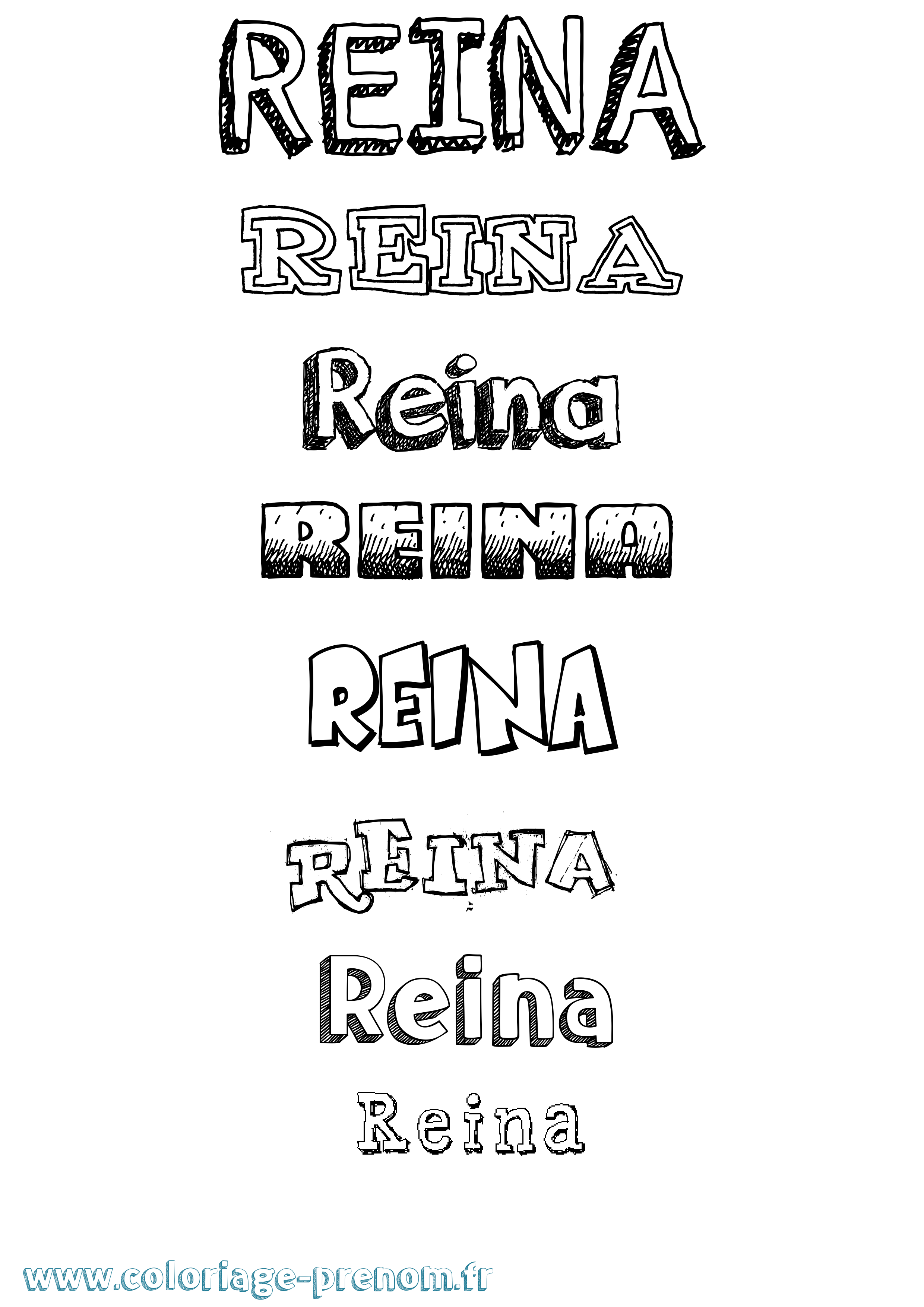 Coloriage Reina Dessiné Coloriage prénom Reina Dessiné