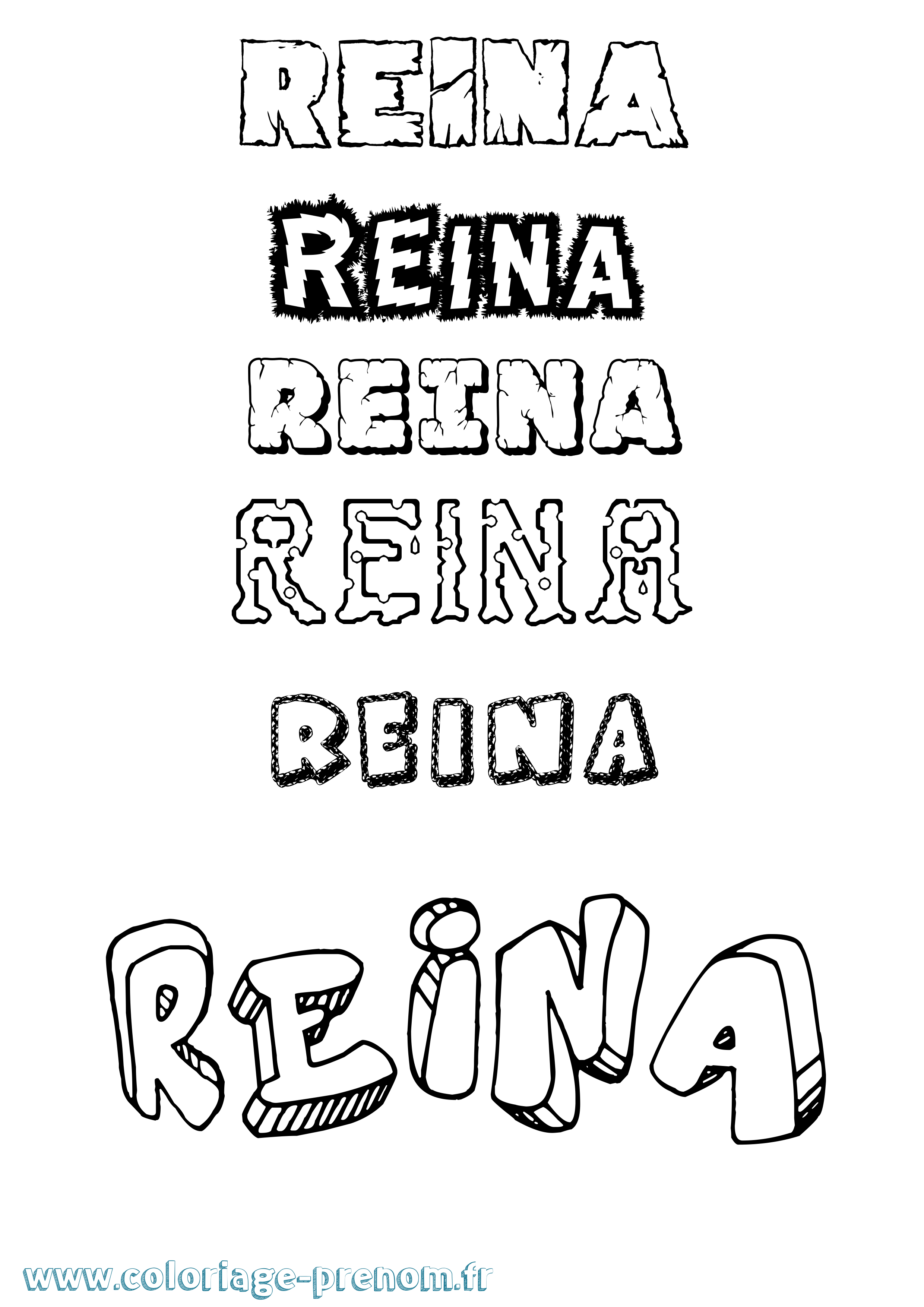 Coloriage Reina Destructuré Coloriage prénom Reina Destructuré