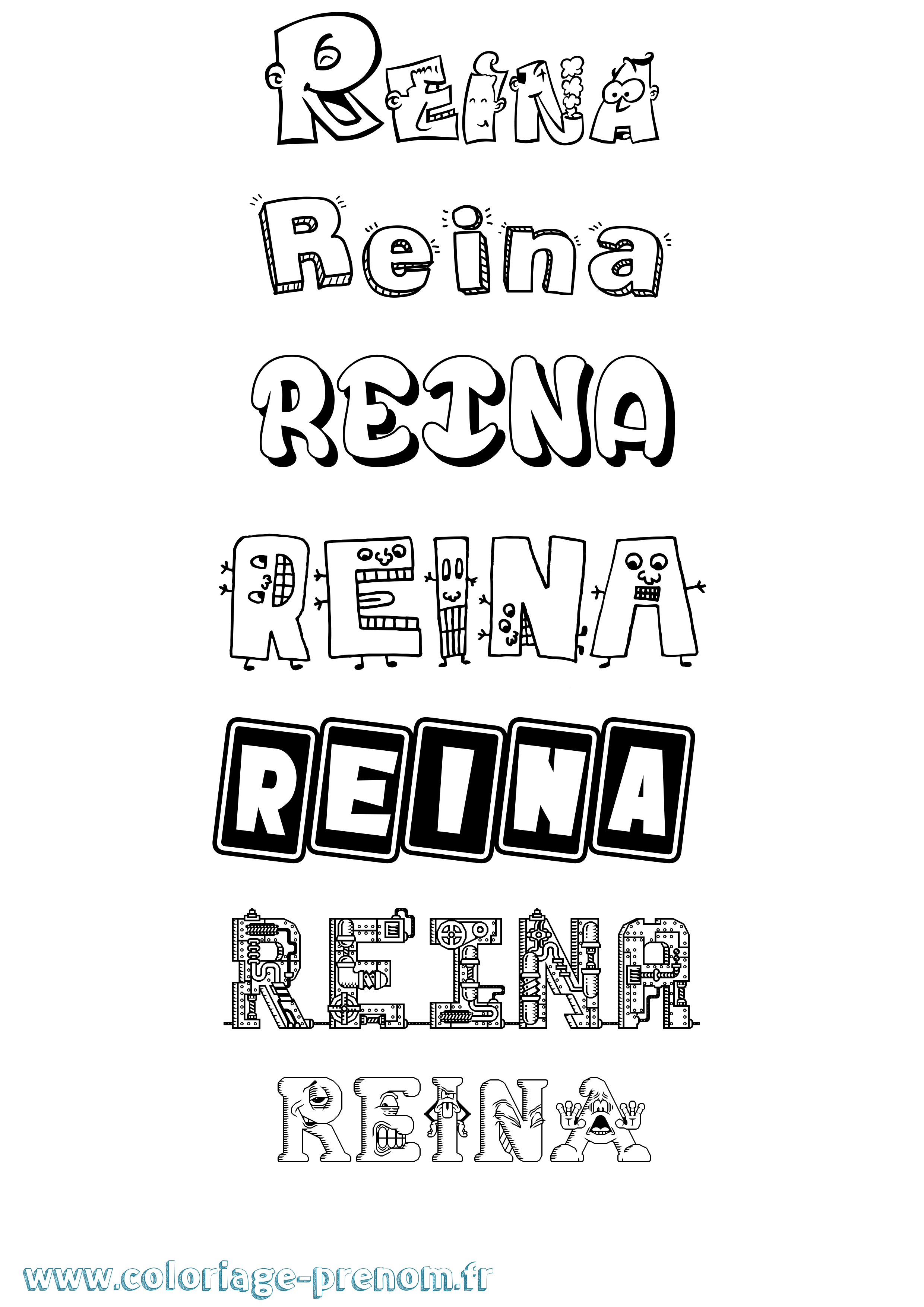 Coloriage Reina Fun Coloriage prénom Reina Fun