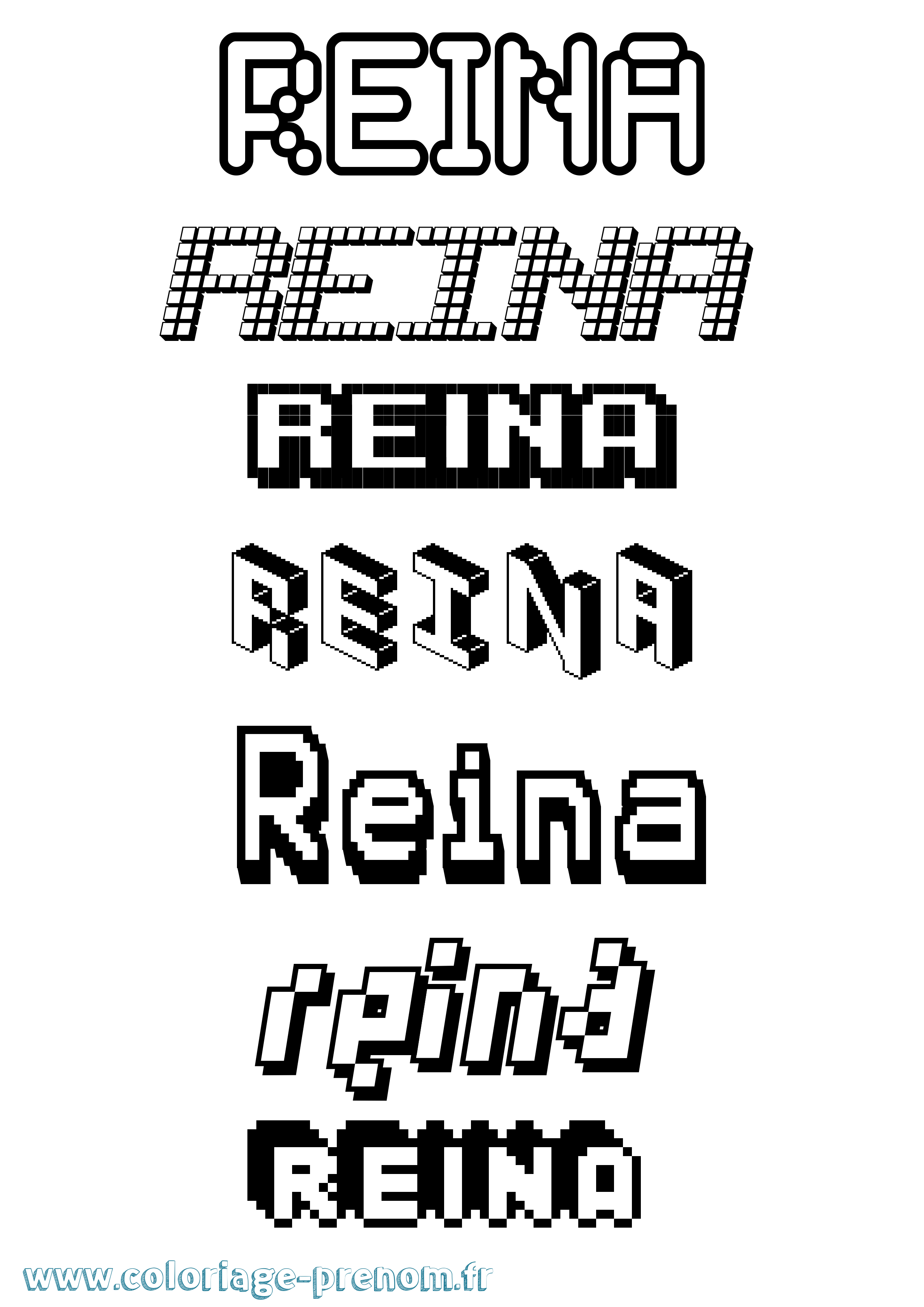 Coloriage Reina Pixel Coloriage prénom Reina Pixel