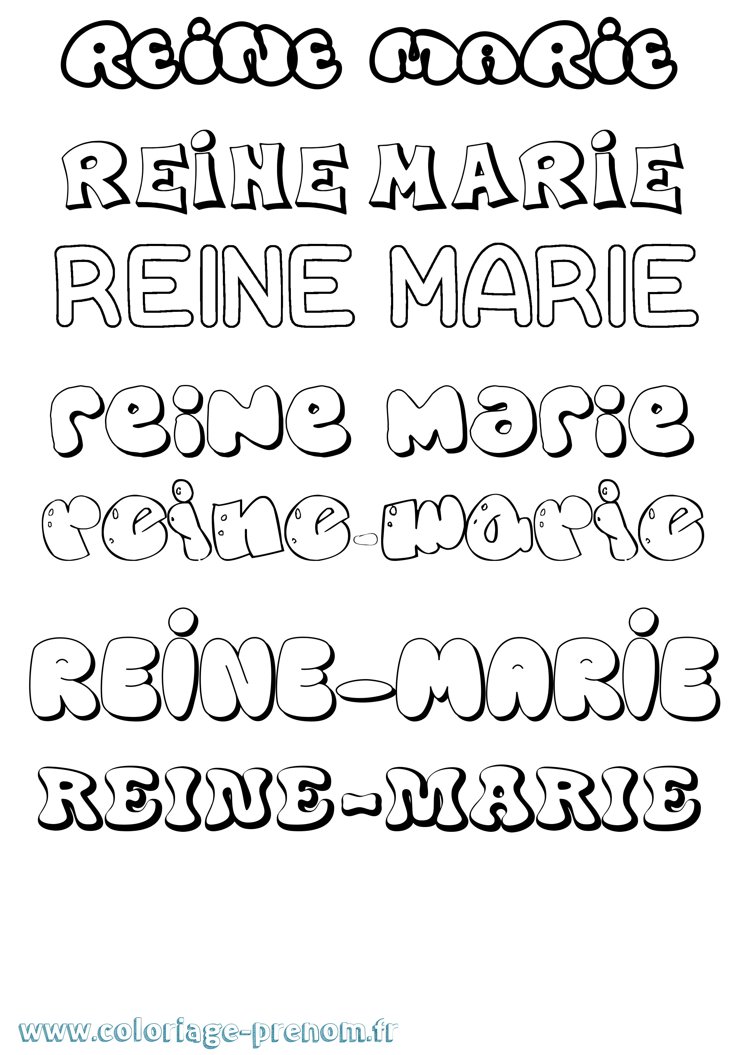 Coloriage Reine-Marie Bubble Coloriage prénom Reine-Marie Bubble