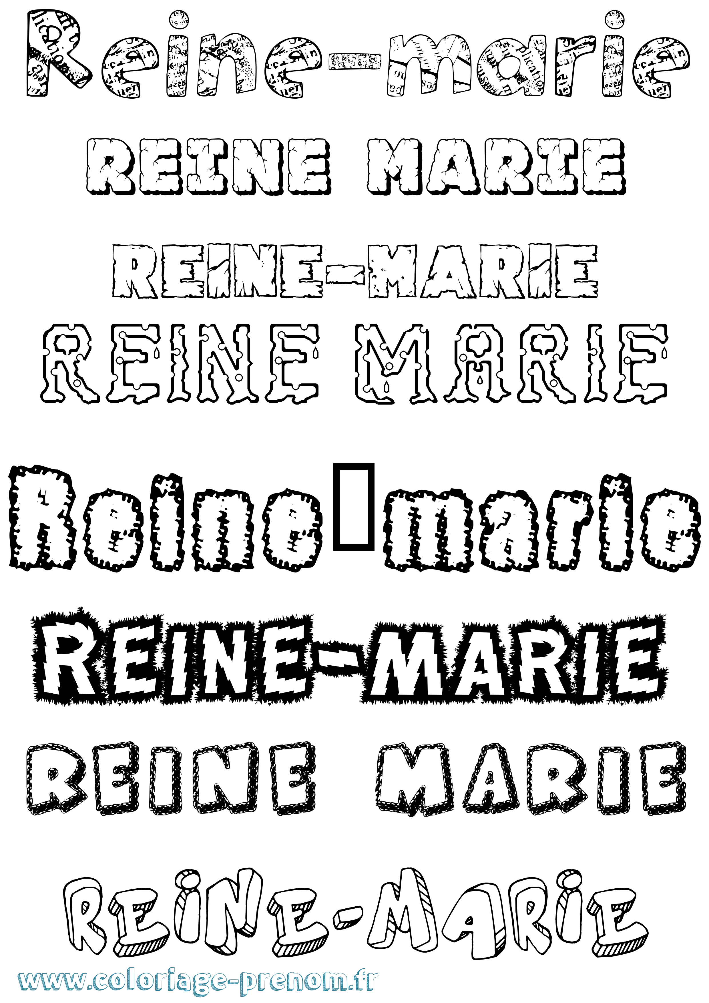 Coloriage Reine-Marie Destructuré Coloriage prénom Reine-Marie Destructuré