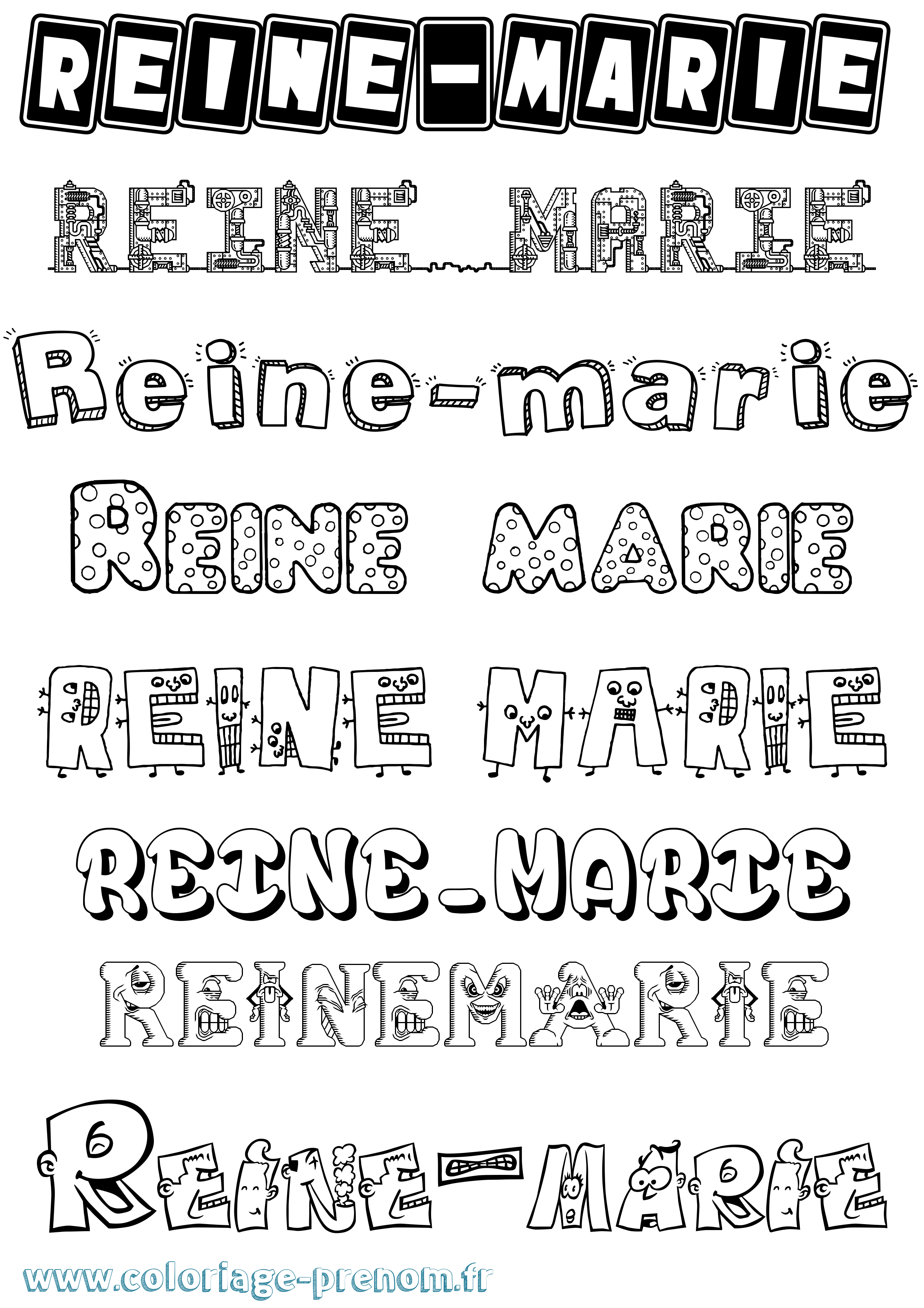 Coloriage Reine-Marie Fun Coloriage prénom Reine-Marie Fun