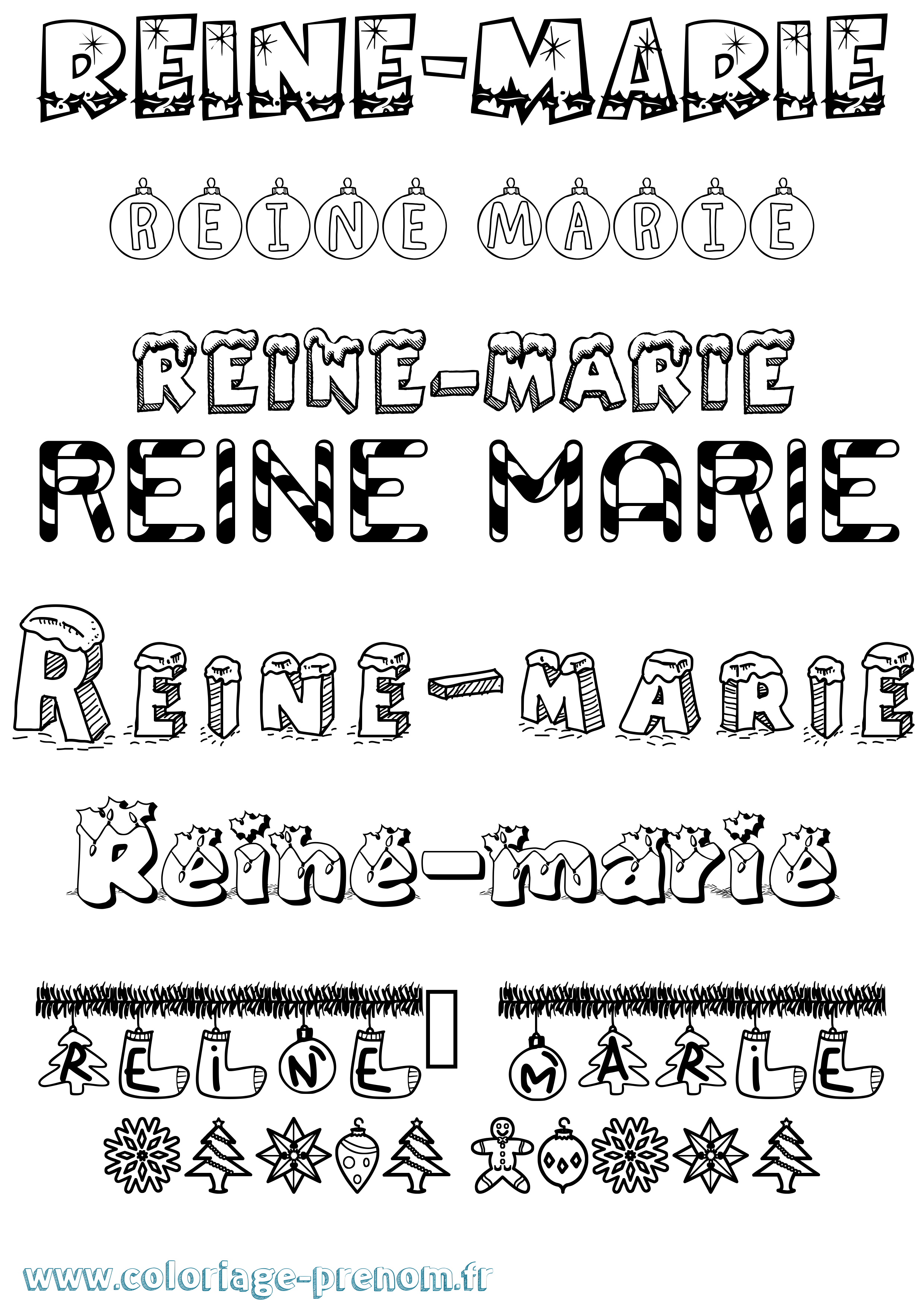 Coloriage Reine-Marie Noël Coloriage prénom Reine-Marie Noël