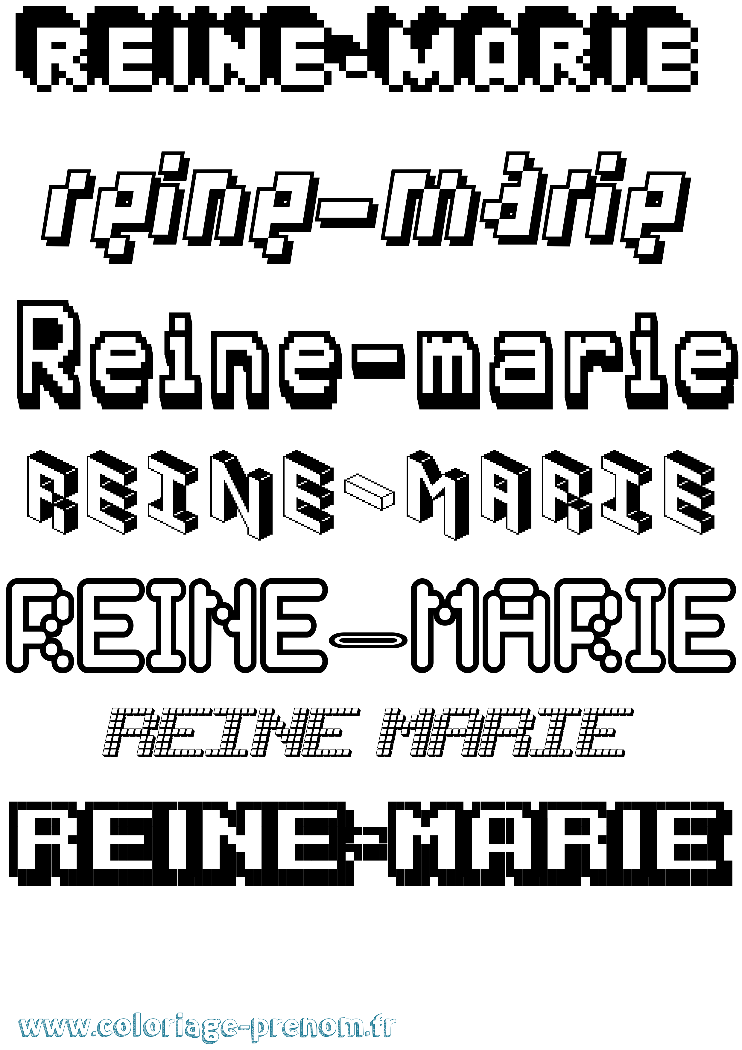 Coloriage Reine-Marie Pixel Coloriage prénom Reine-Marie Pixel