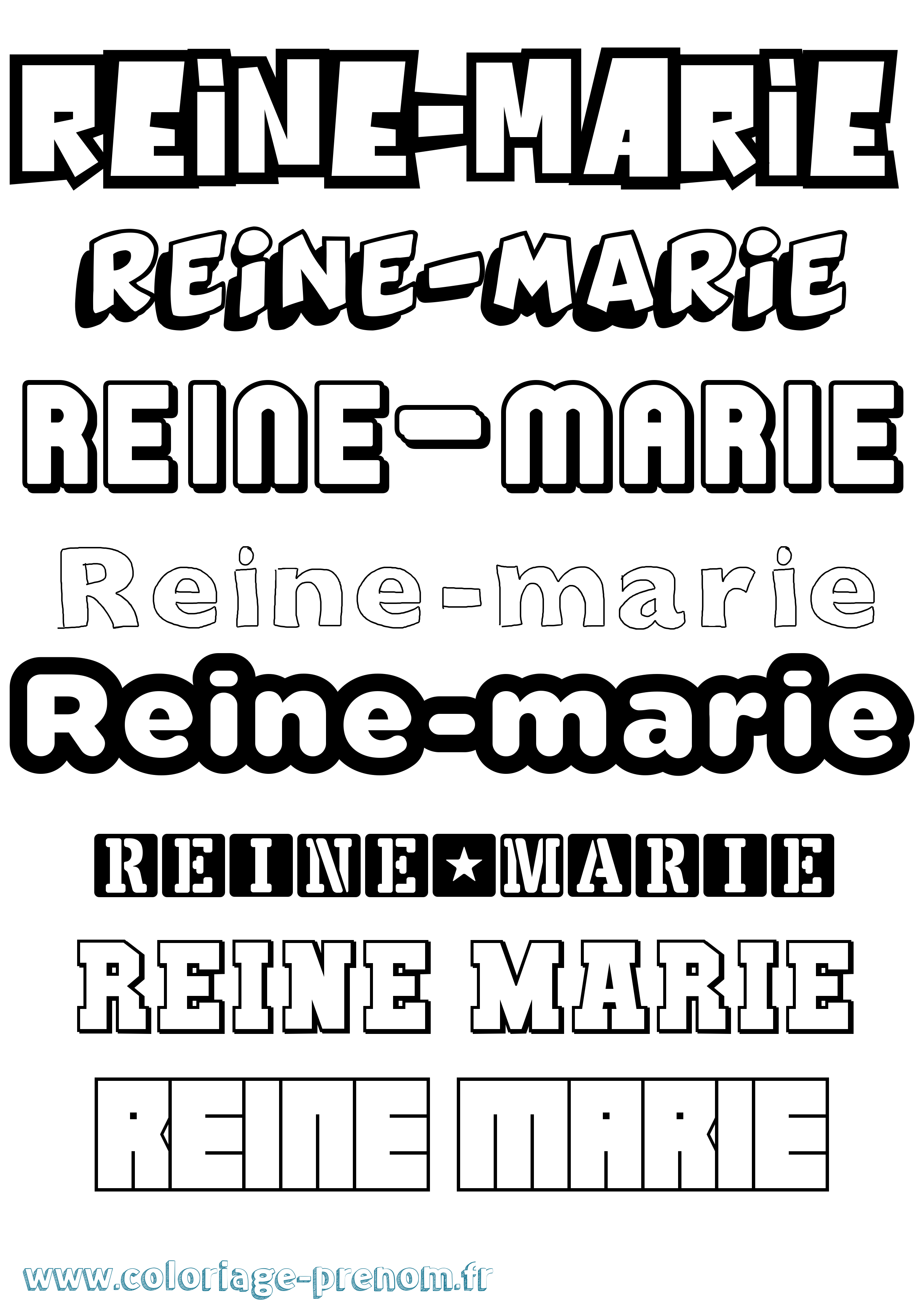 Coloriage Reine-Marie Simple Coloriage prénom Reine-Marie Simple