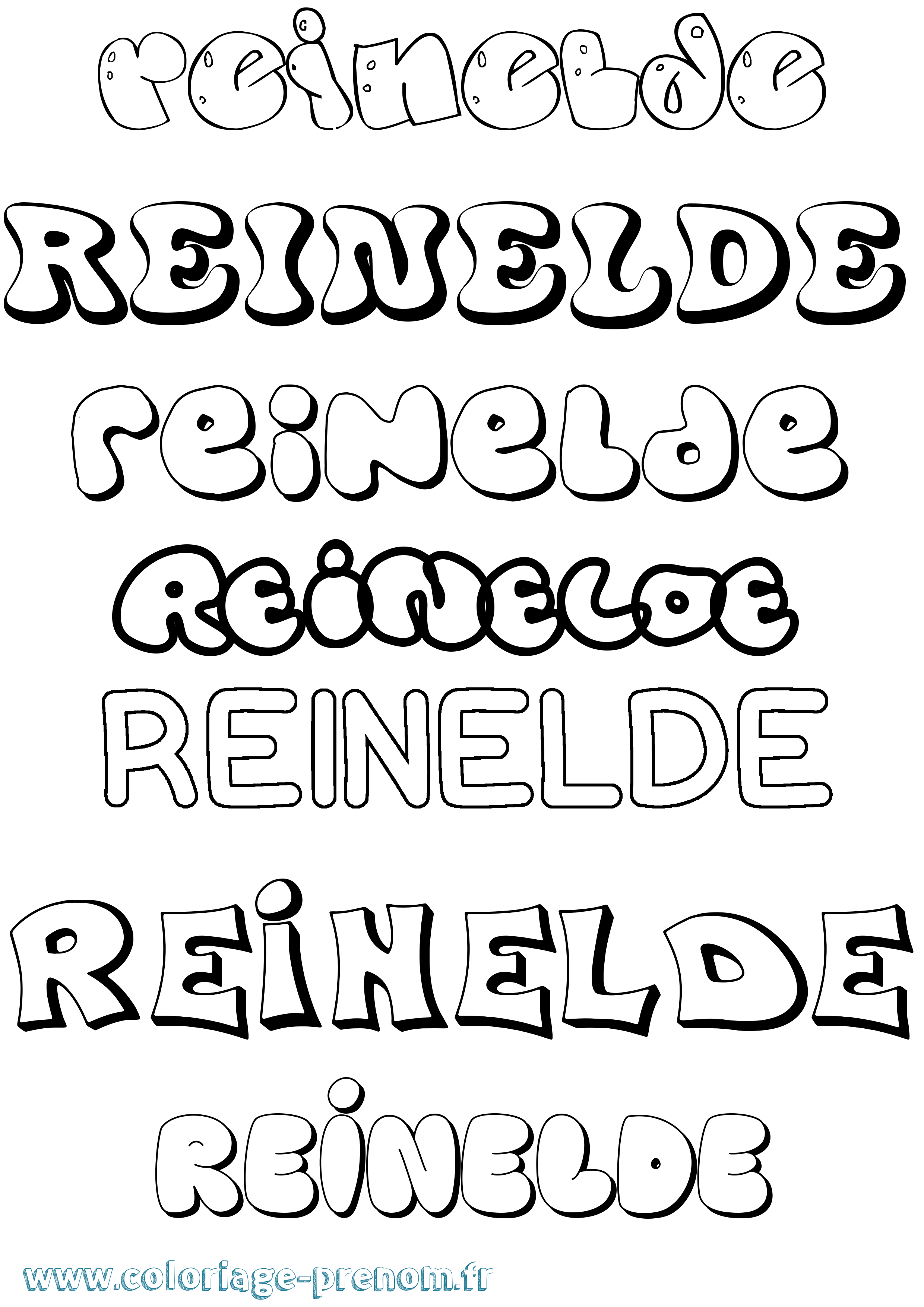 Coloriage Reinelde Bubble Coloriage prénom Reinelde Bubble