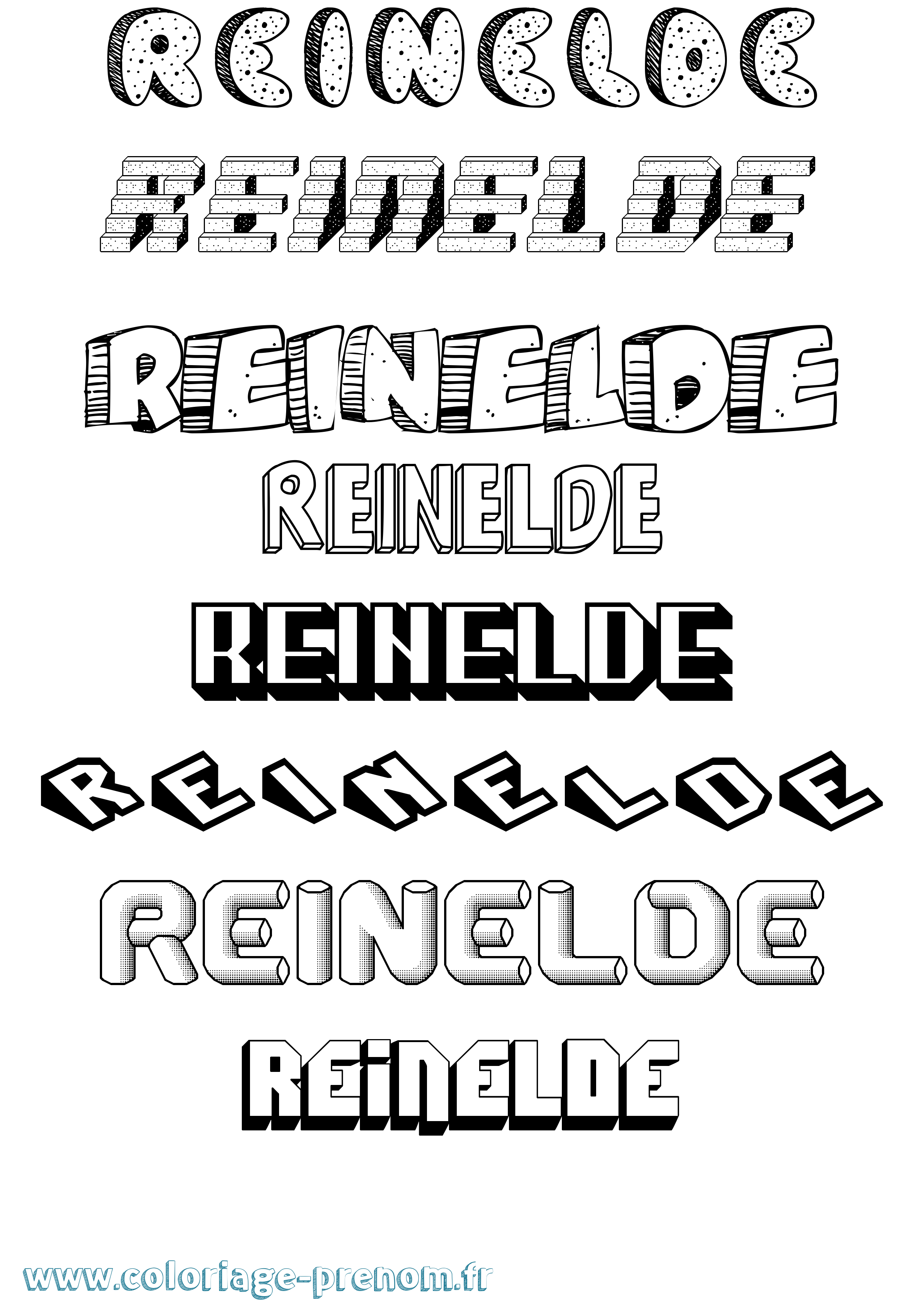 Coloriage Reinelde Effet 3D Coloriage prénom Reinelde Effet 3D