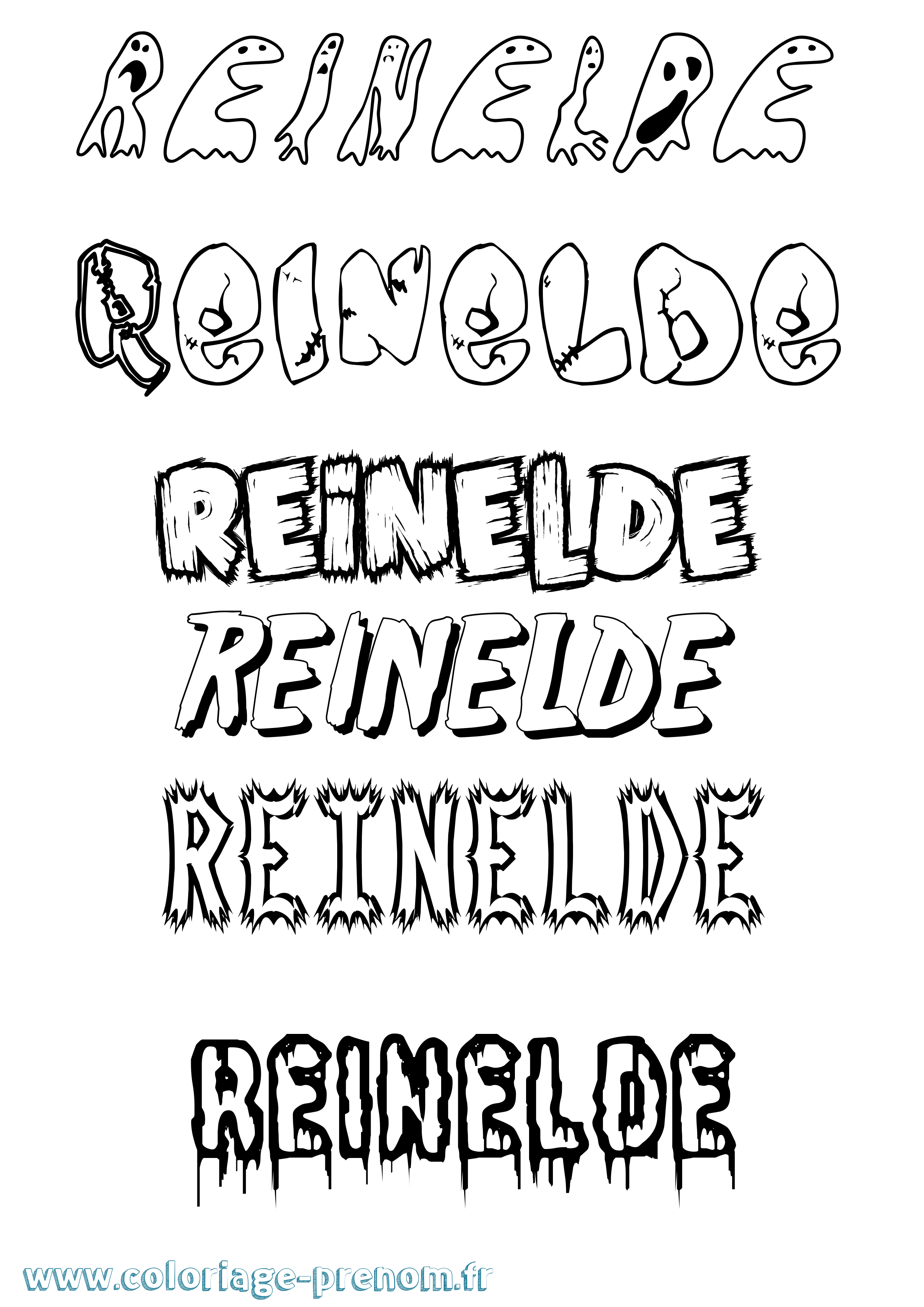 Coloriage Reinelde Frisson Coloriage prénom Reinelde Frisson