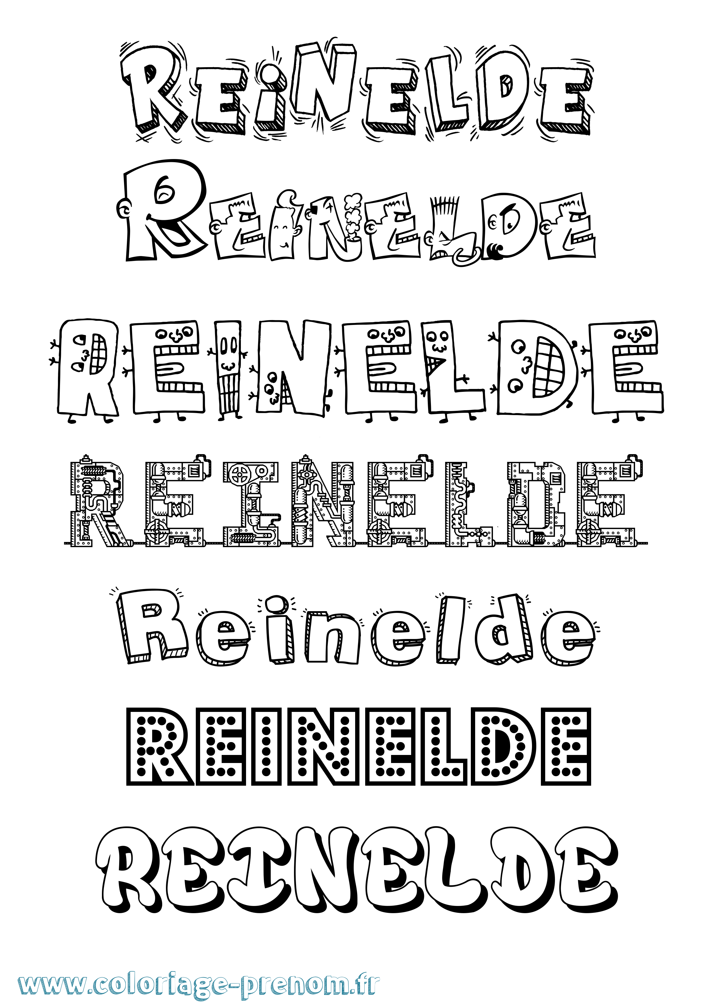 Coloriage Reinelde Fun Coloriage prénom Reinelde Fun