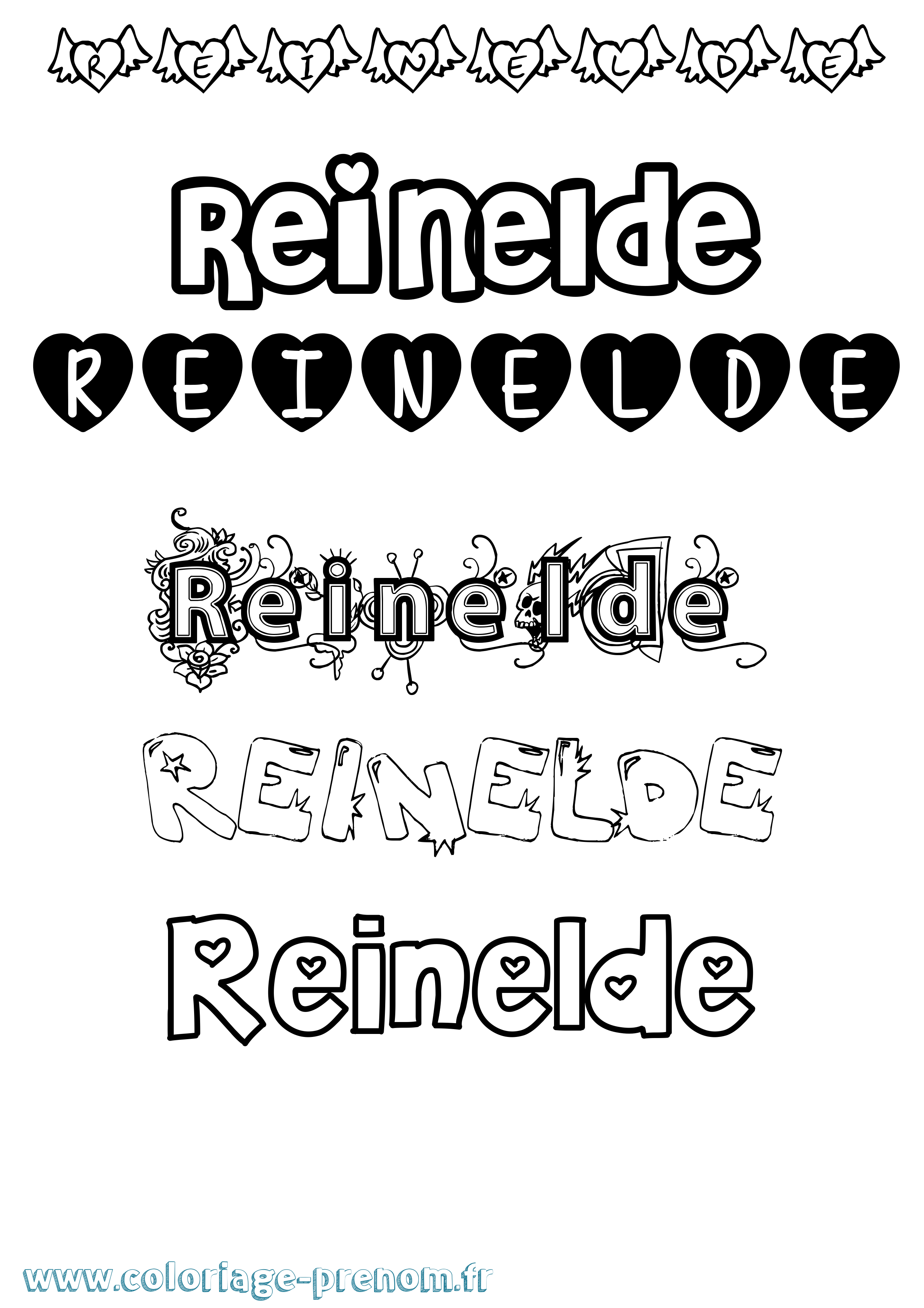 Coloriage Reinelde Girly Coloriage prénom Reinelde Girly